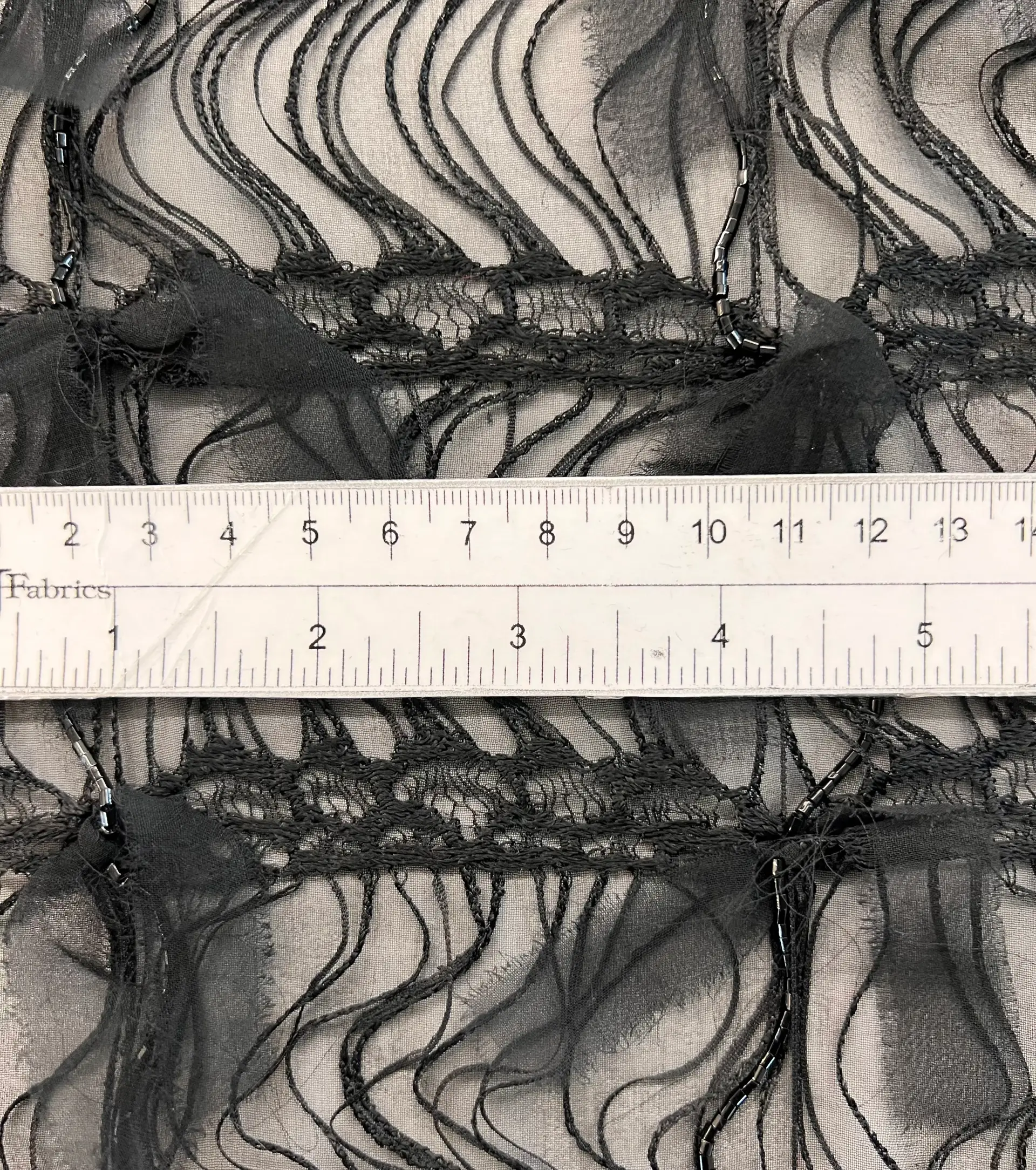 Pure Silk Chiffon Base & Bugle Beads with Lace and Silk Chiffon Knots