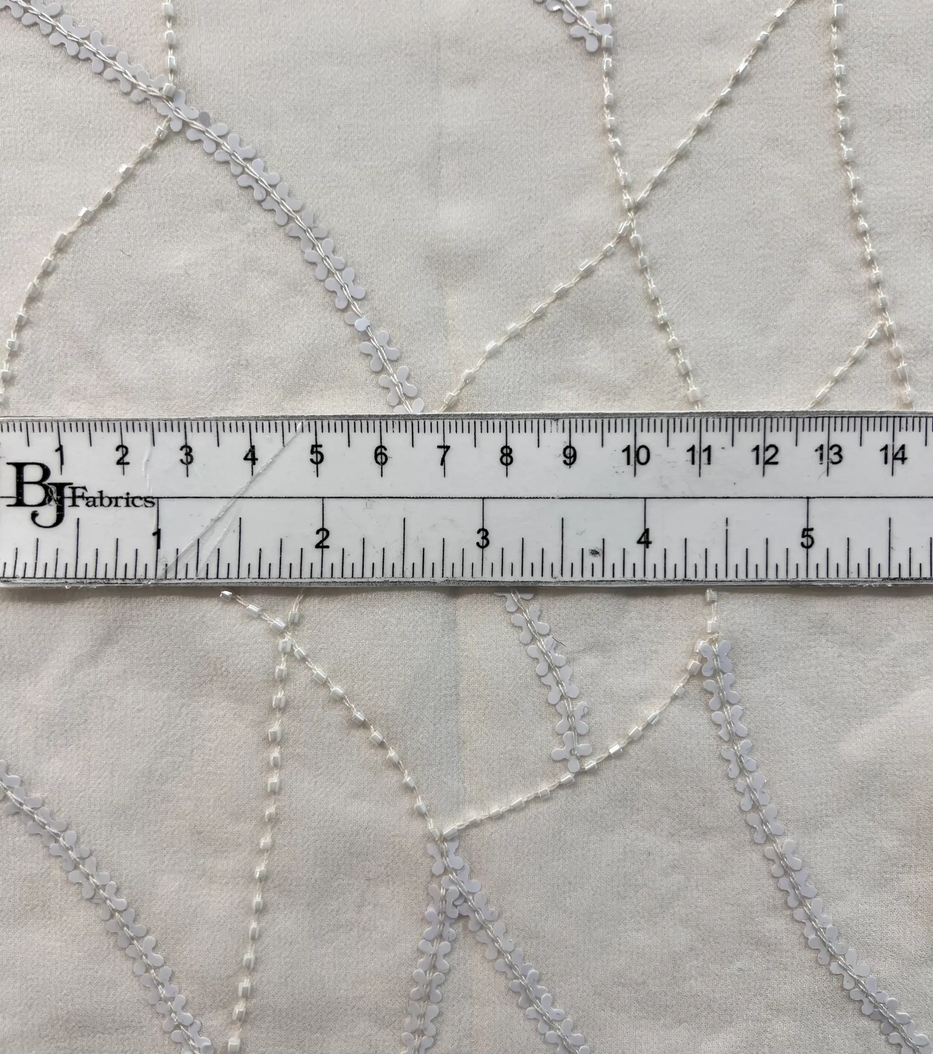 Novelty Silk Chiffon with Clover Sequin and Bugle Beads In Cream