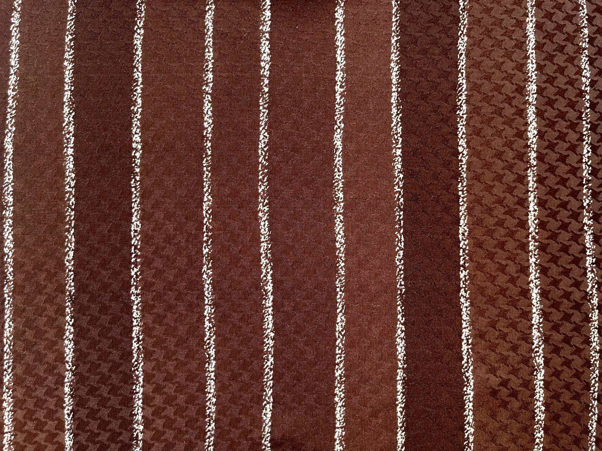 Made in Italy Houndstooth Pure Silk Jacquard Stripe Print in White and Brown