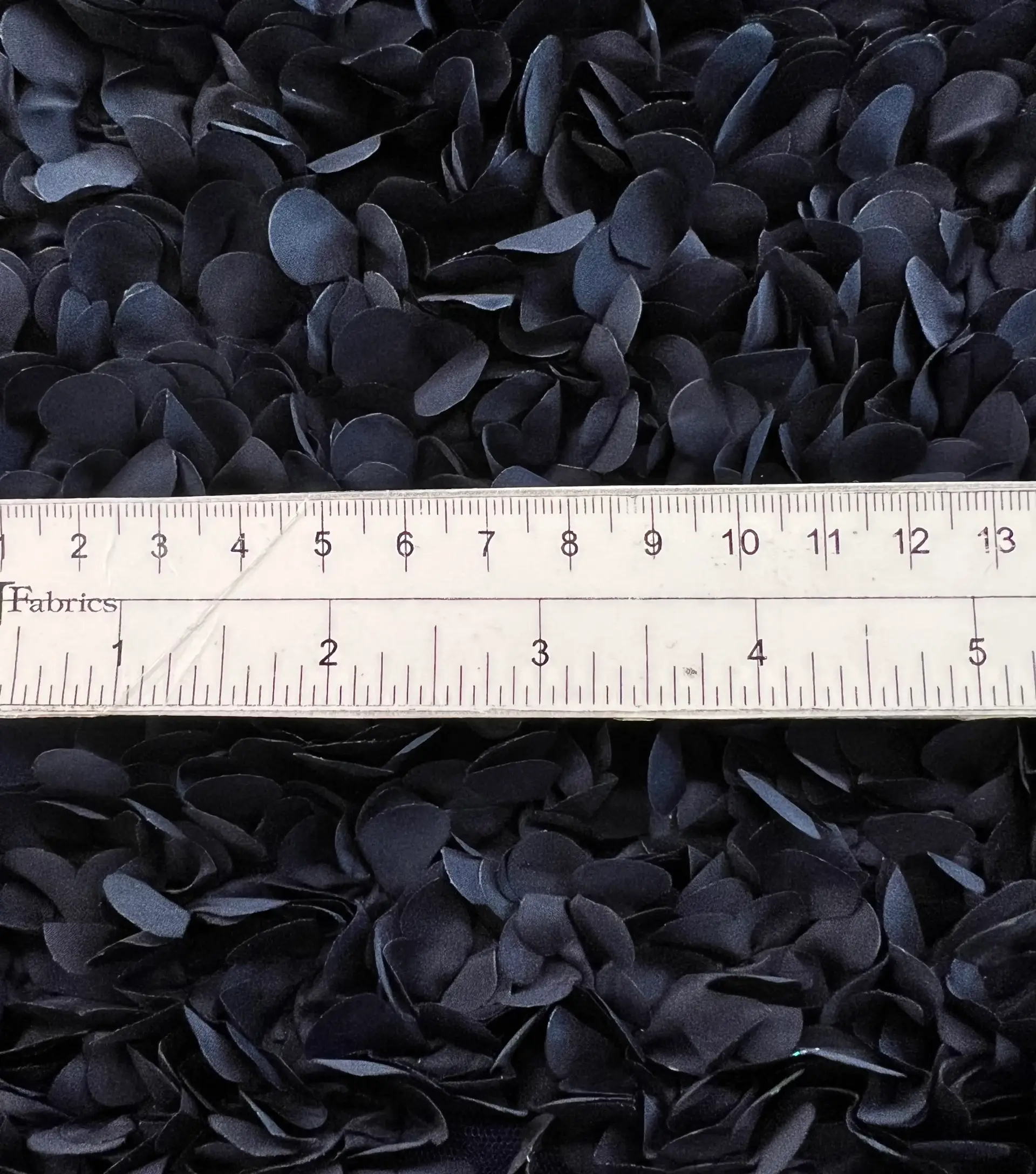 Laser Cut Petals on Polyester Bobbinet in Navy 