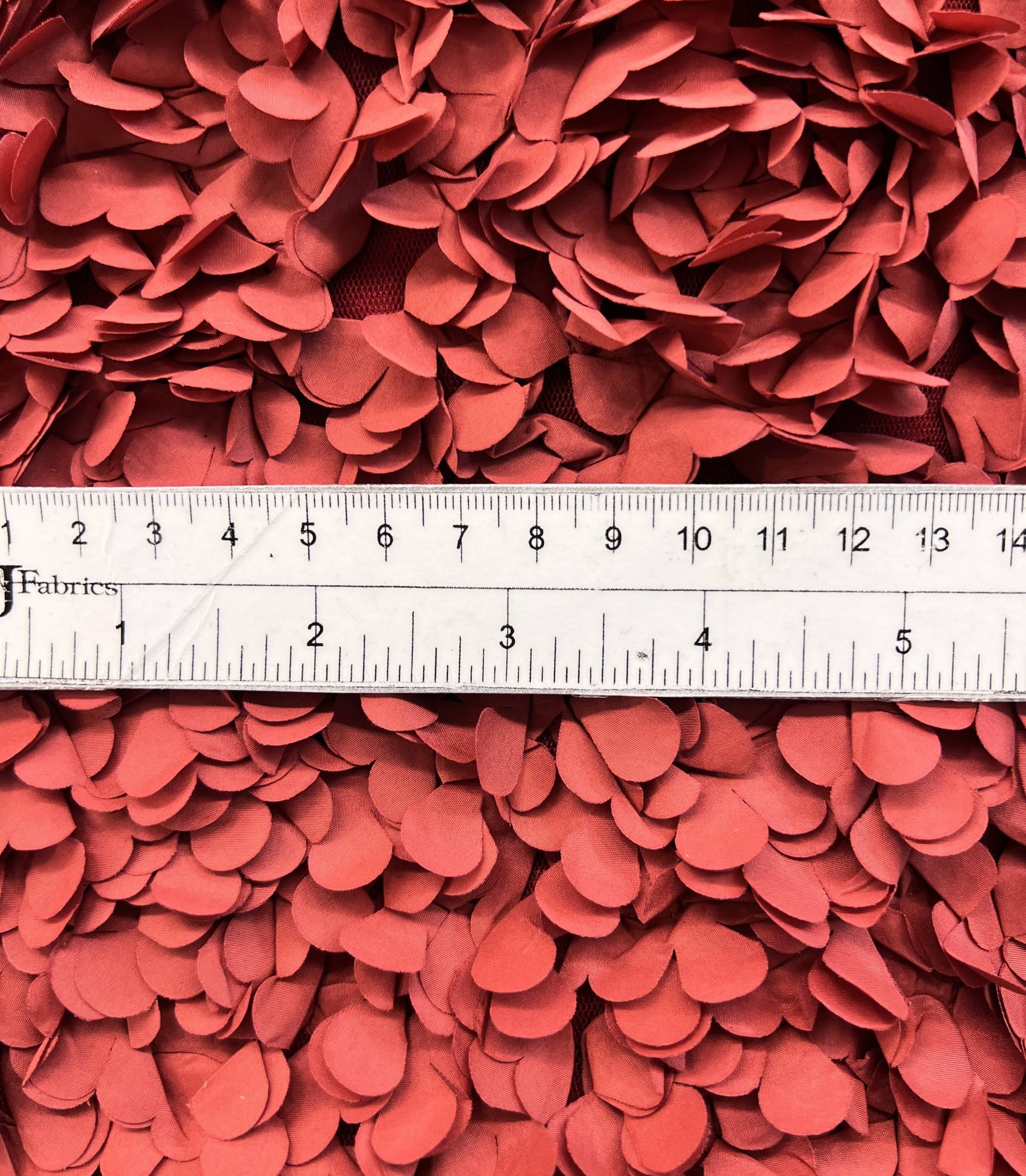 Laser Cut Petals on Polyester Bobbinet in Grapefruit 