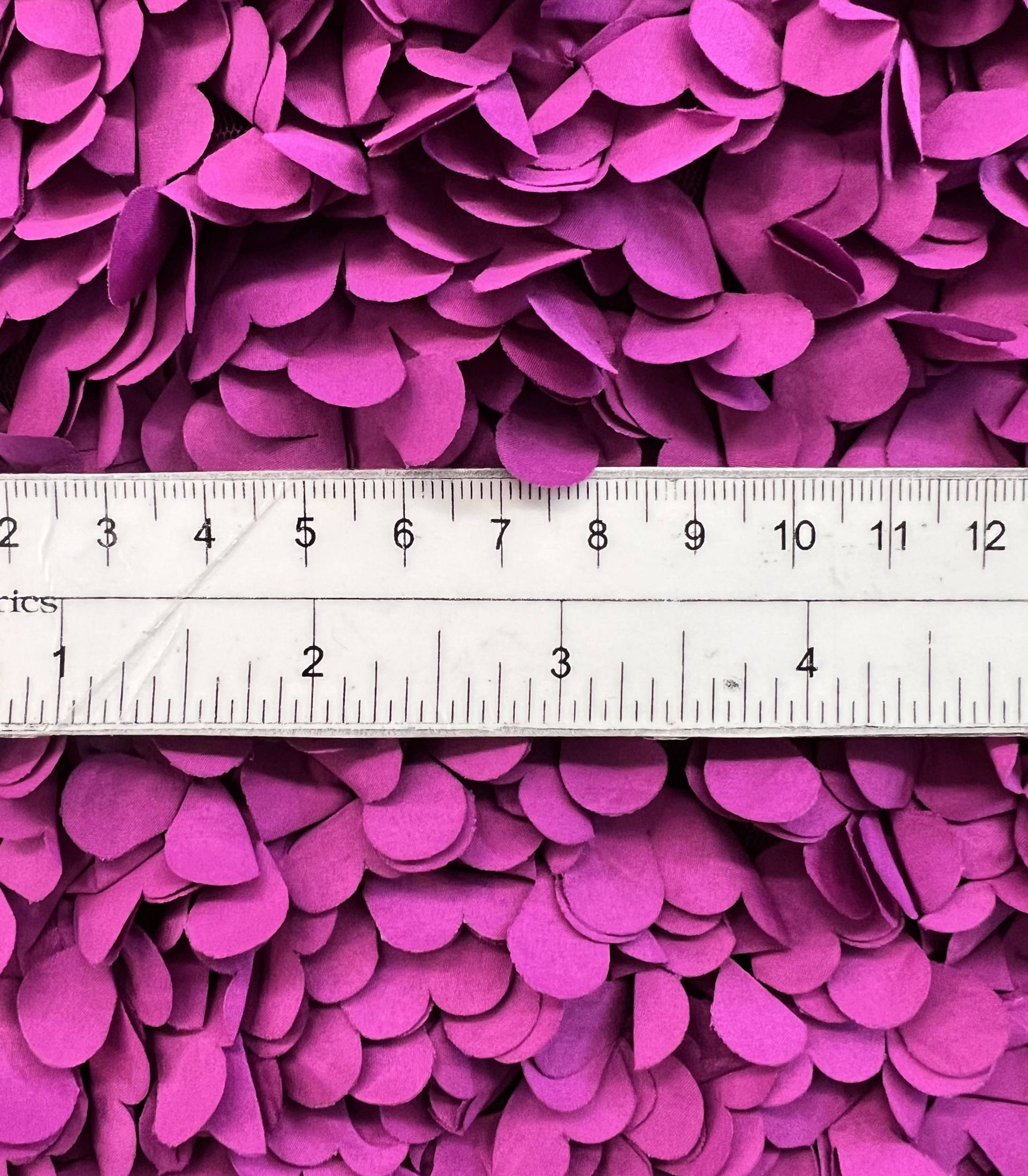 Laser Cut Petals on Polyester Bobbinet in Fuchsia 