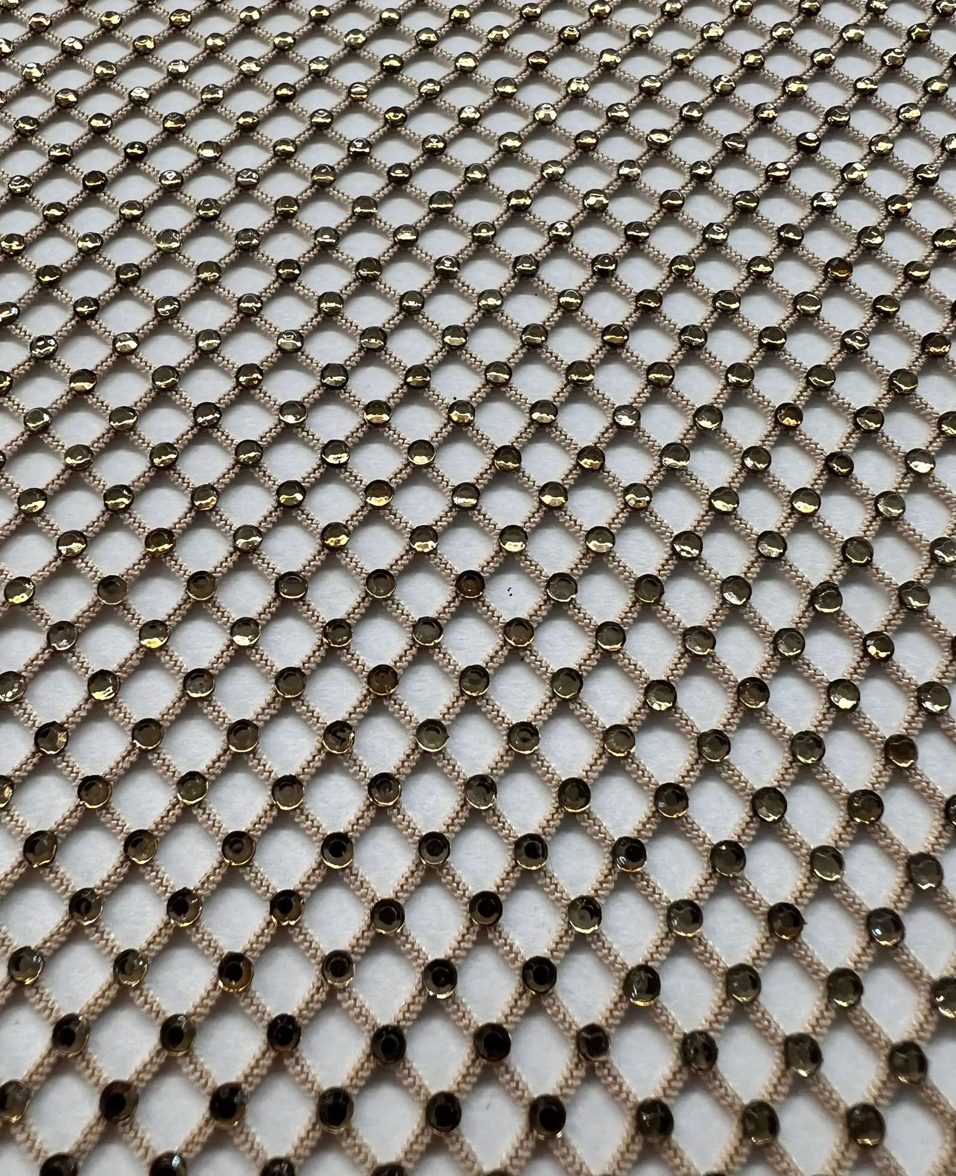 Crystals on Fishnet in Beige