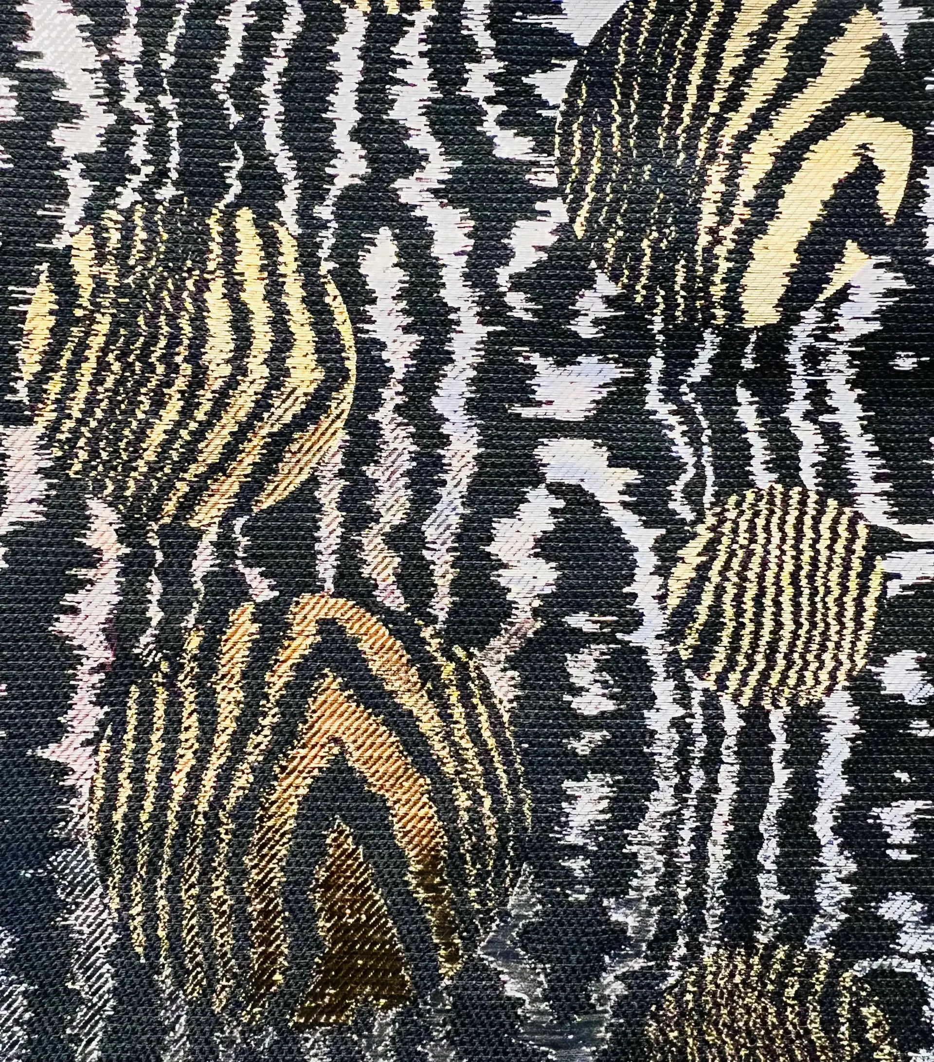 Metallic Brocade with Moiré Pattern in Dark Silver