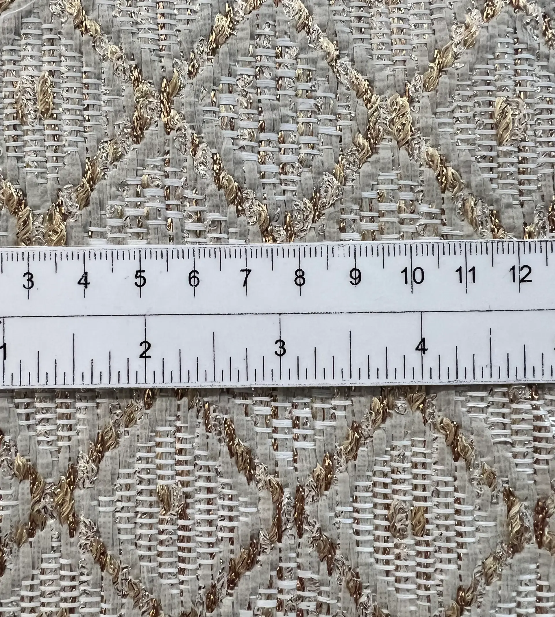 Metallic Raffia Woven Diamond Gold & Ash White