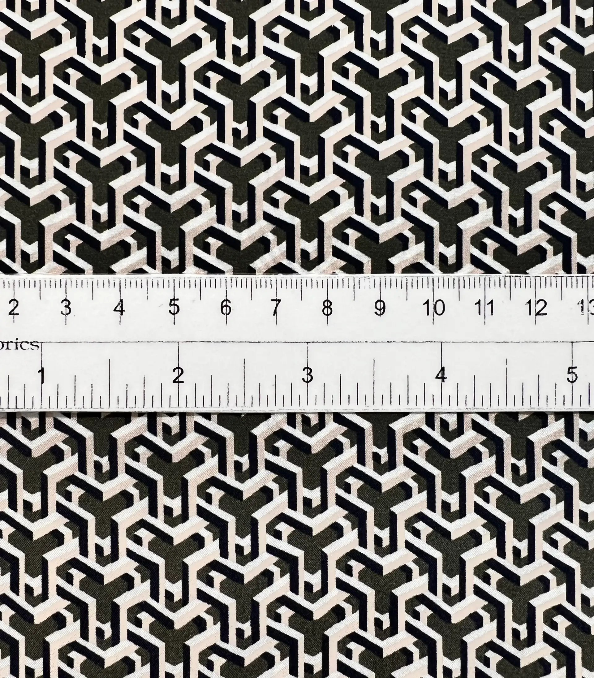 Printed Silk Reverse Charmeuse in Olive & Pink Geometric