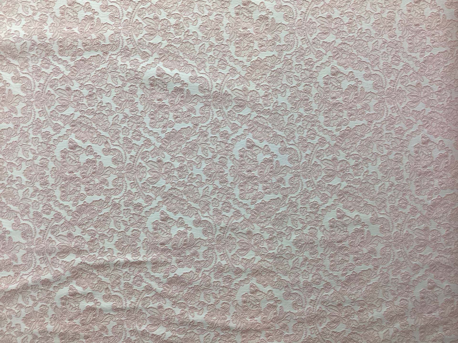 Damask Stretch Brocade in Pink & White