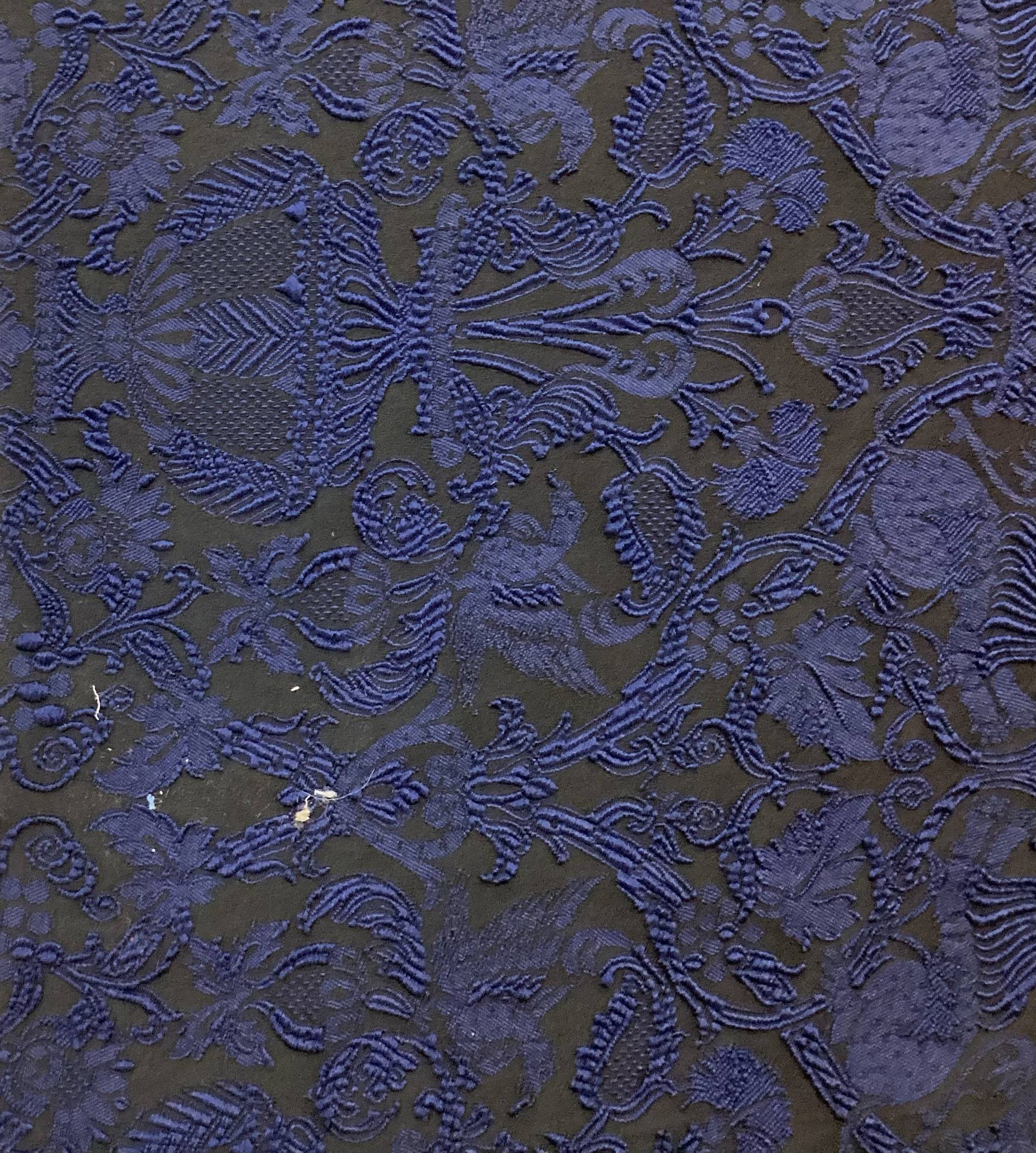 Stretch Damask Brocade in Navy & Black