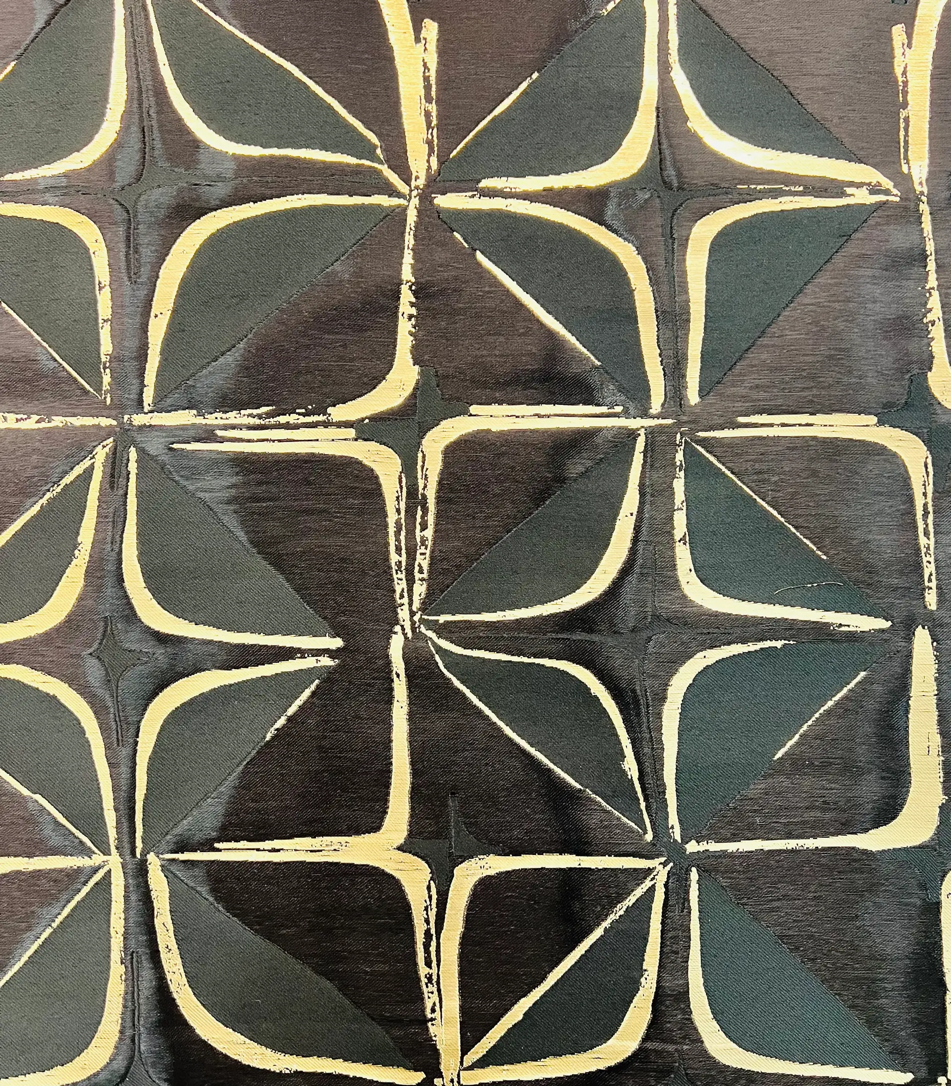 Geometric Lamé Liquid Fil Coupe Brocade in Gold Black