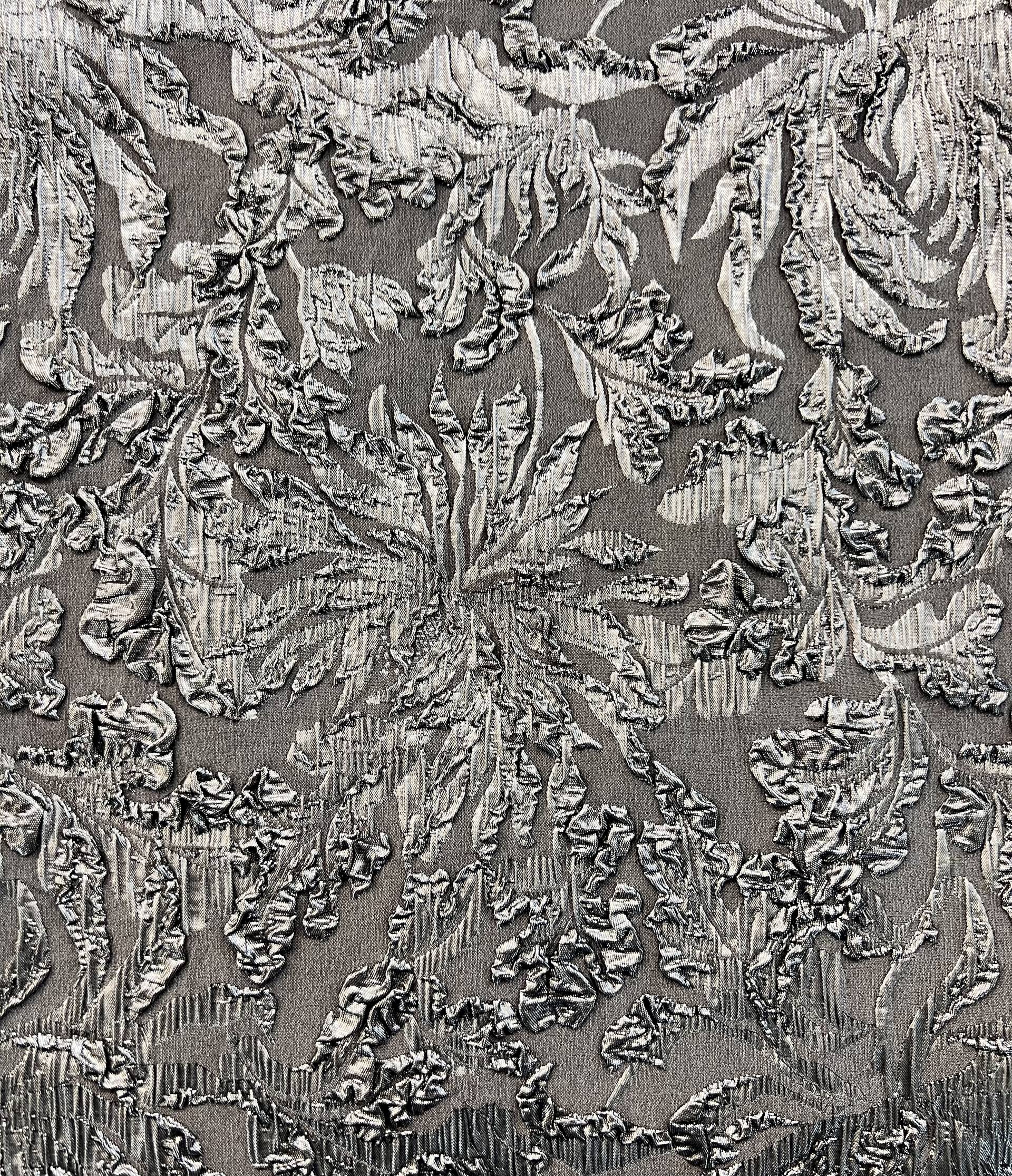 Made in Italy Silk Blend Stretch Floral Brocade in Gray