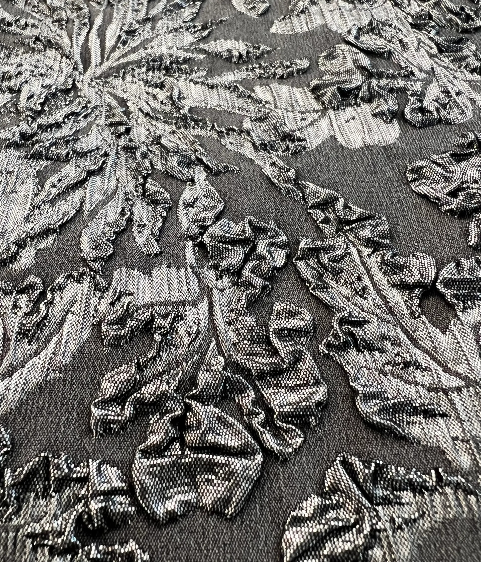 Made in Italy Silk Blend Stretch Floral Brocade in Gray