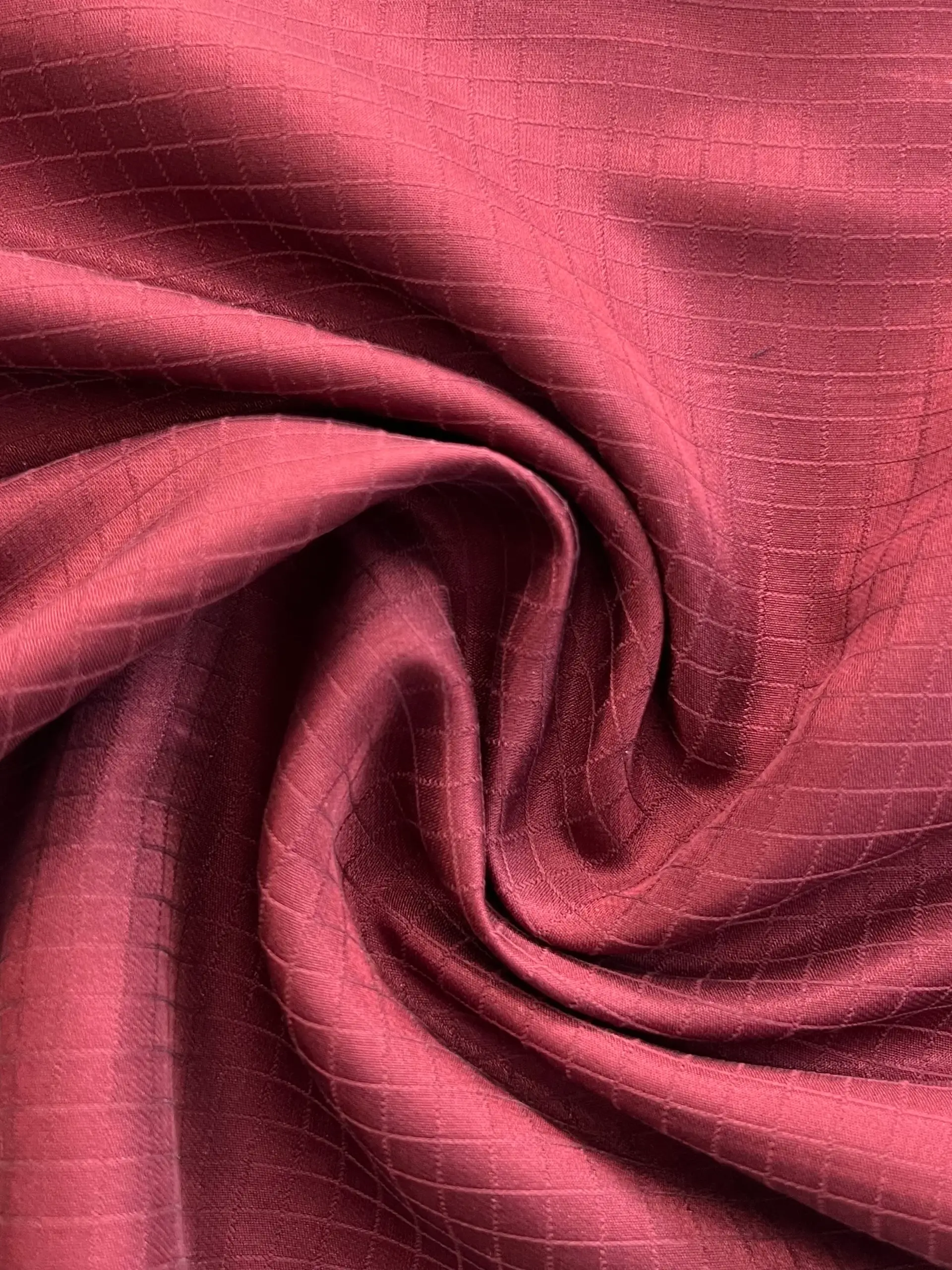Made in Italy Pure Silk Windowpane Design Jacquard in Crimson