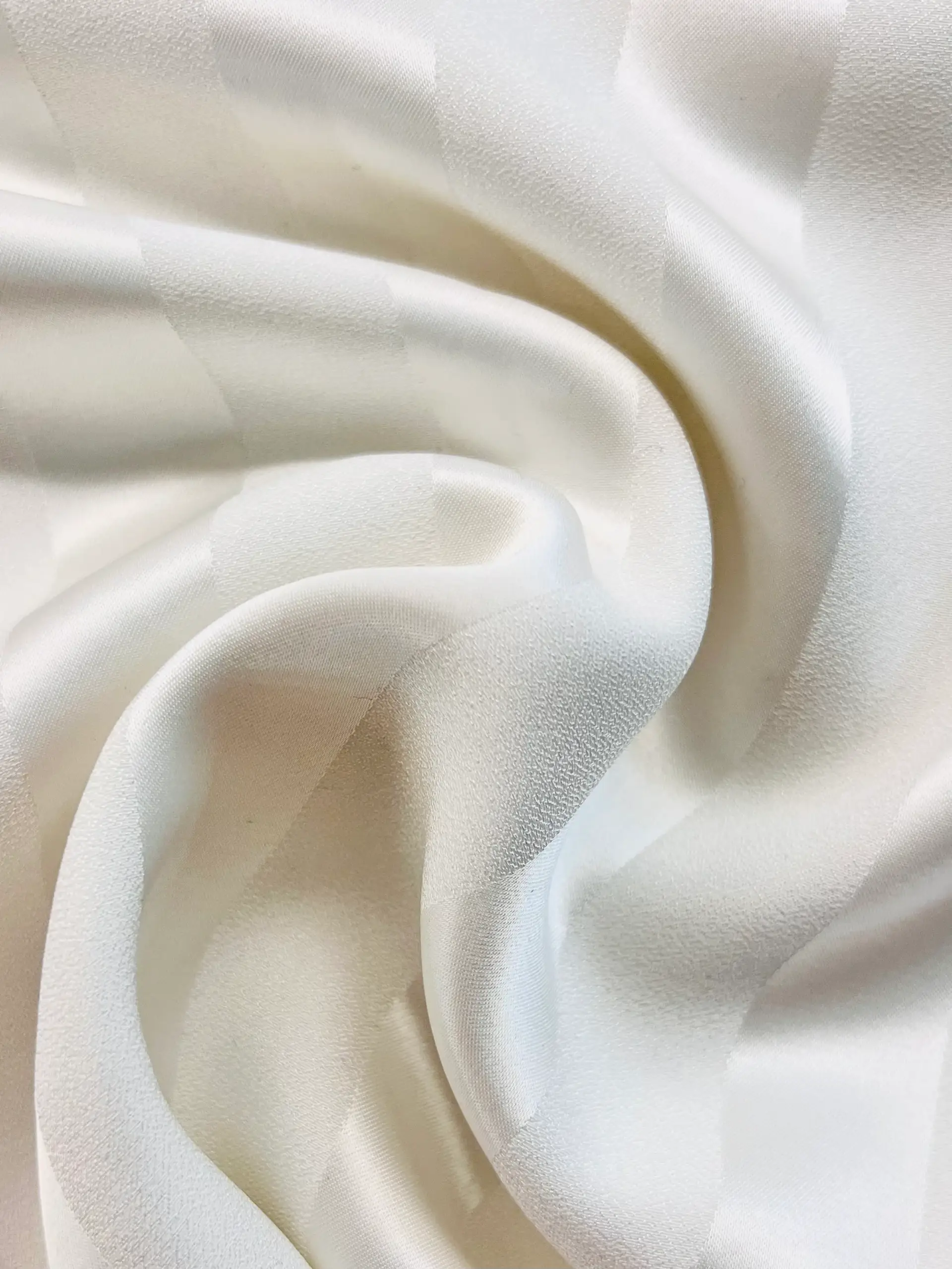 Japanese Triacetate Polyester Crepe Satin Stripe Jacquard in White