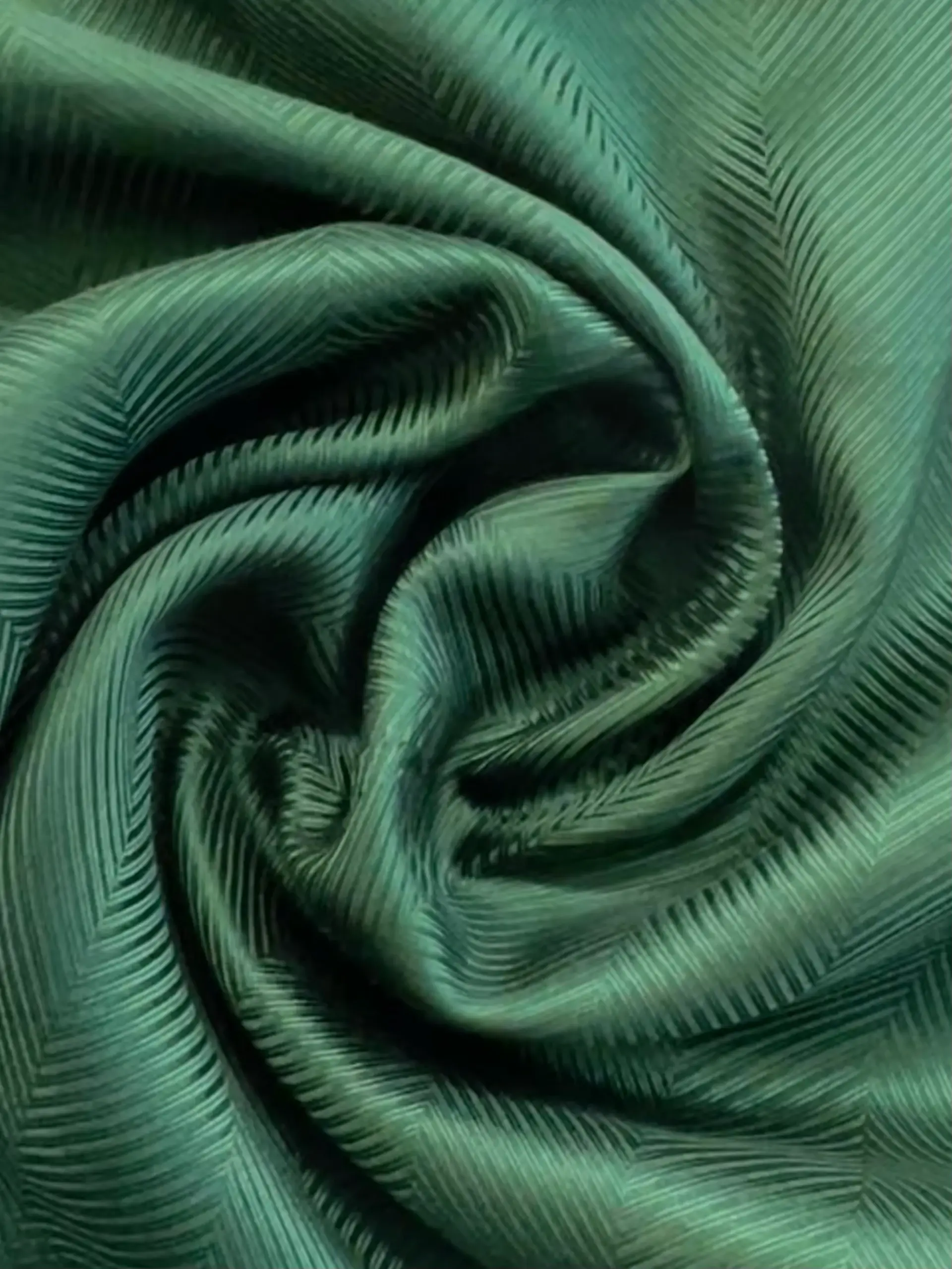 Made in Italy Pure Silk Herringbone Jacquard in Green