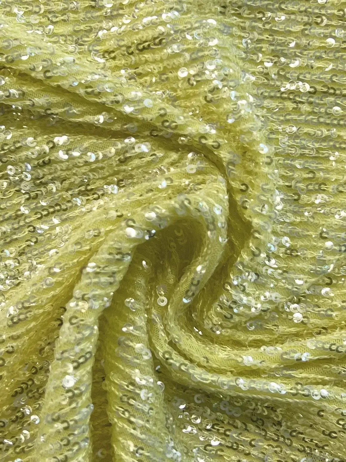 Mini Sequins on Stretch Tulle in Yellow