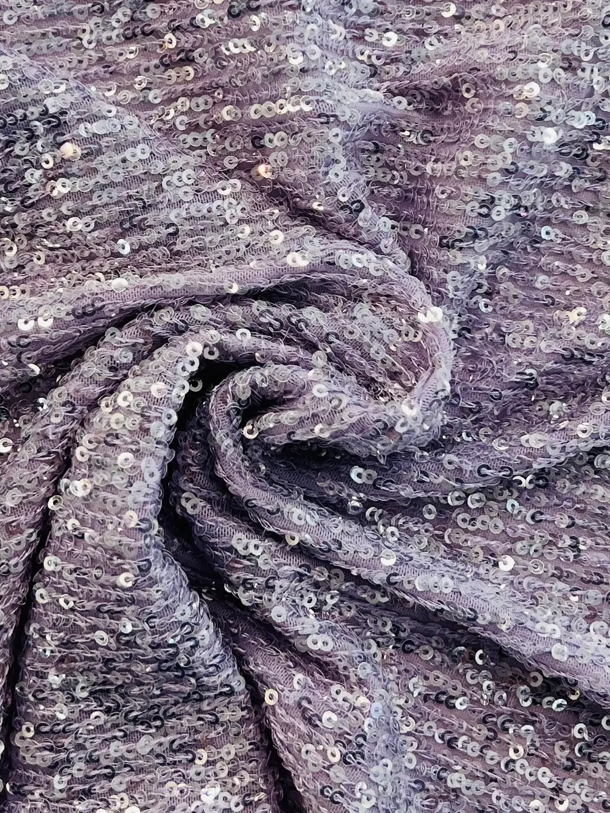 Mini Sequins on Stretch Tulle in Lavender