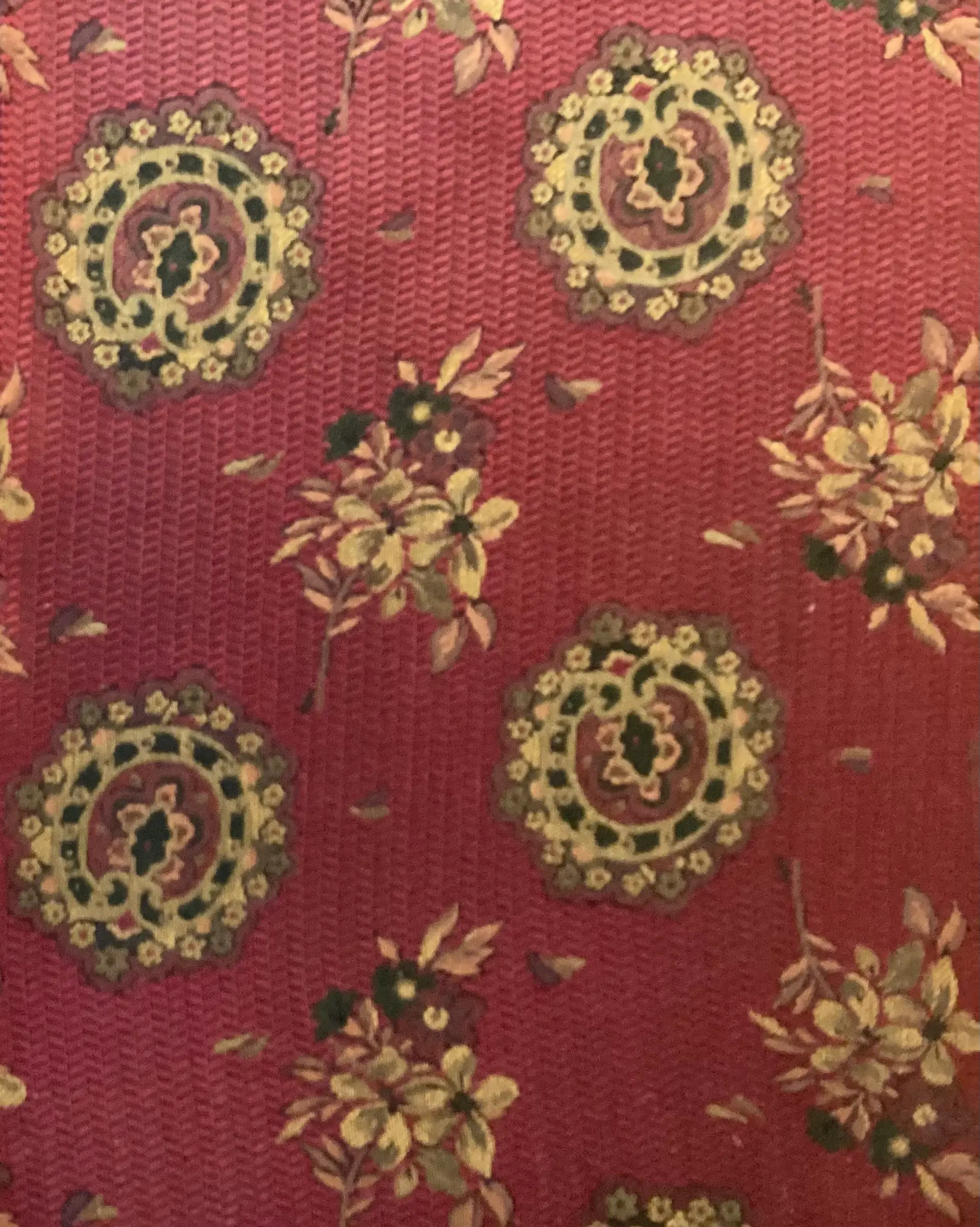 Made in Italy 100% Silk Tie Brocade in Wine Ground with Wine & Gold Floral