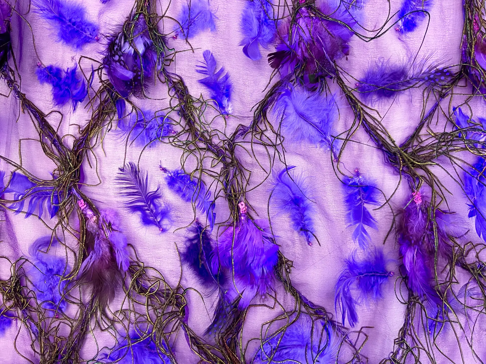 Feathers on Silk Chiffon in Purple