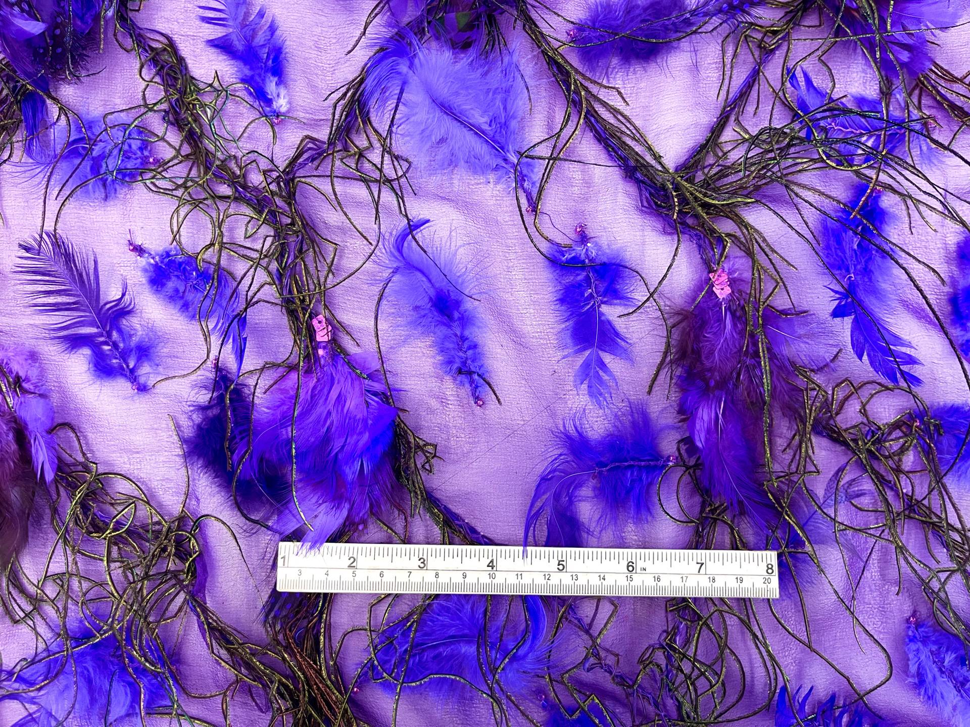 Feathers on Silk Chiffon in Purple