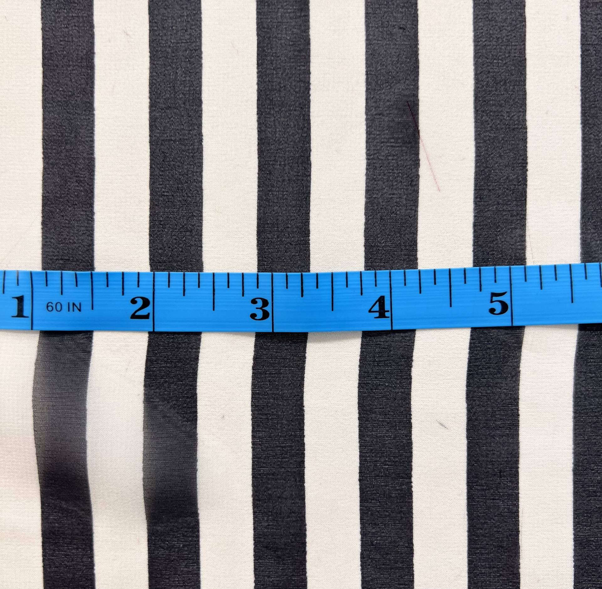 Printed Silk Chiffon Black & Cream Stripes 1/2 inch Stripe
