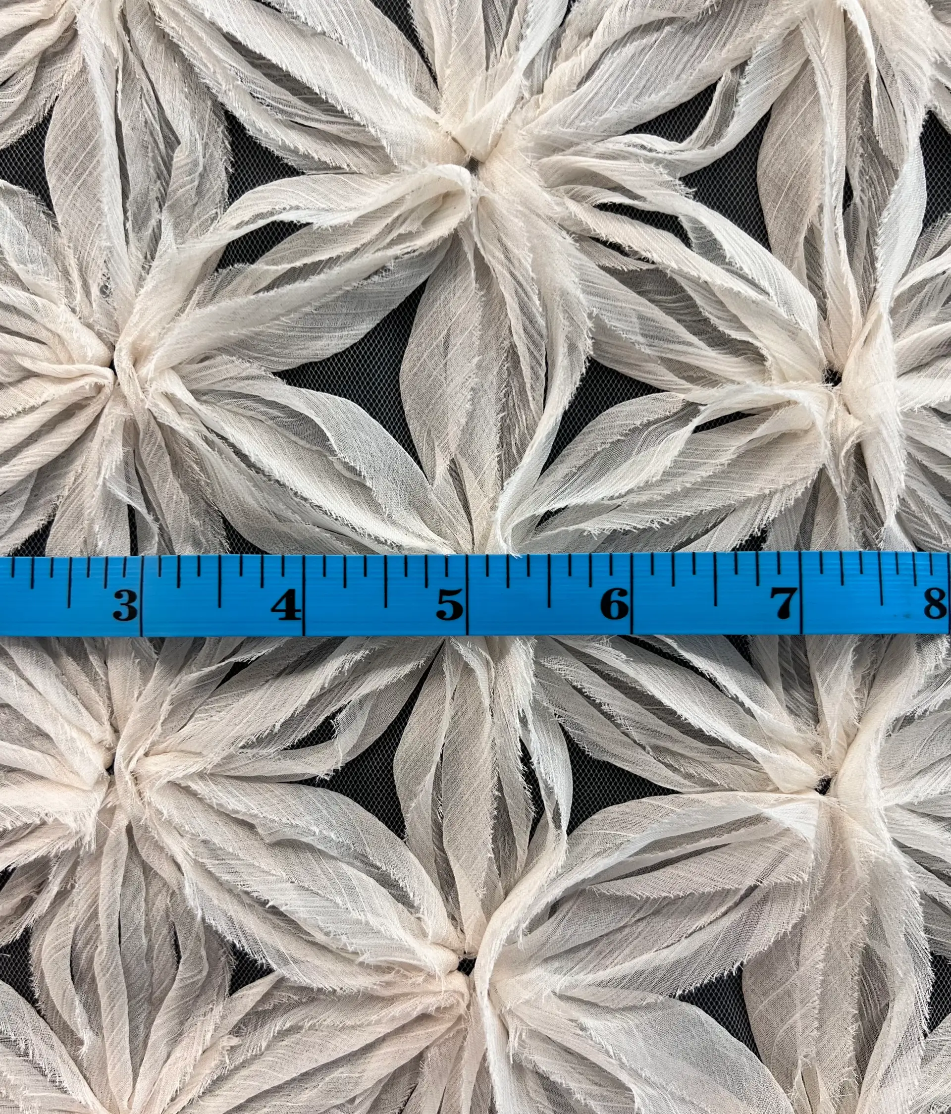 Chiffon Ribbon Embroidered Tulle in Ecru