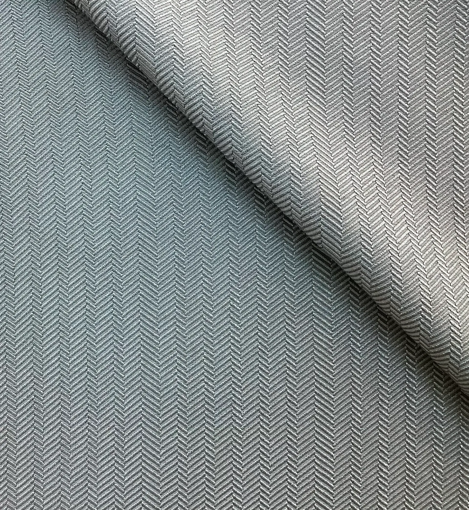 Viscose Herriingbone Damask in Smokey Blue