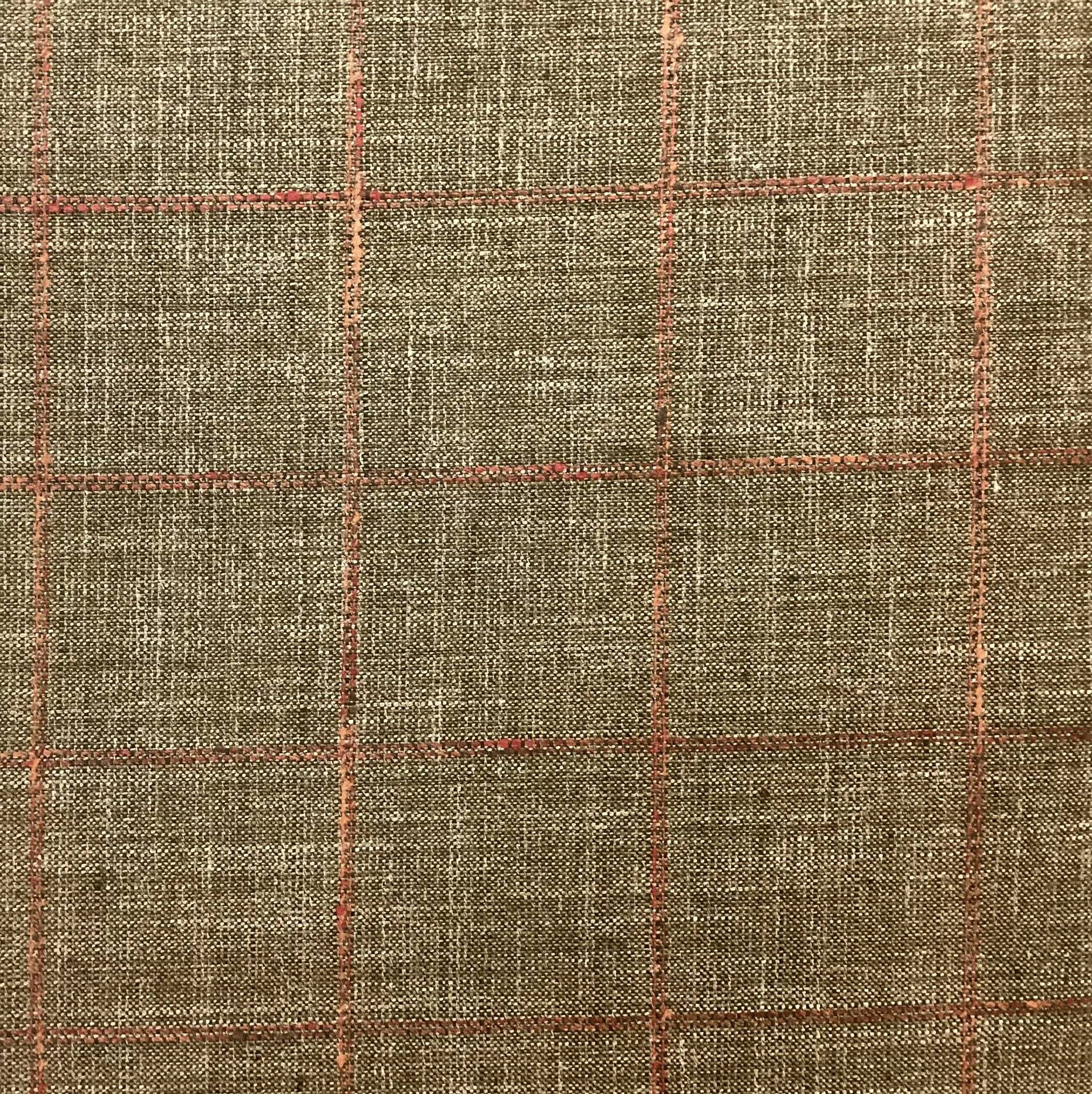 Italian Wool Silk Linen Windowpane Suiting in Olive 