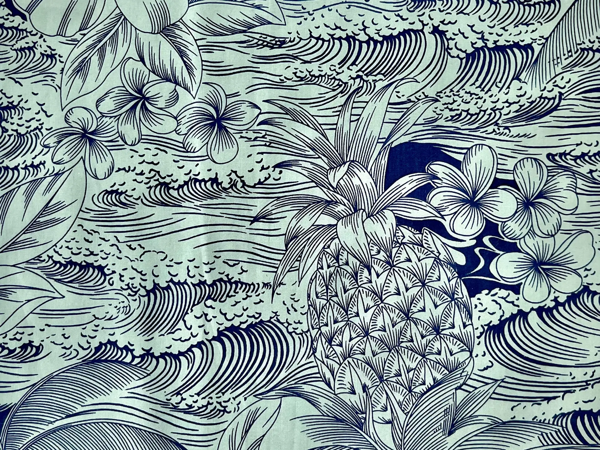 Made in Japan 100% Cotton Floral Print in Navy and Sage