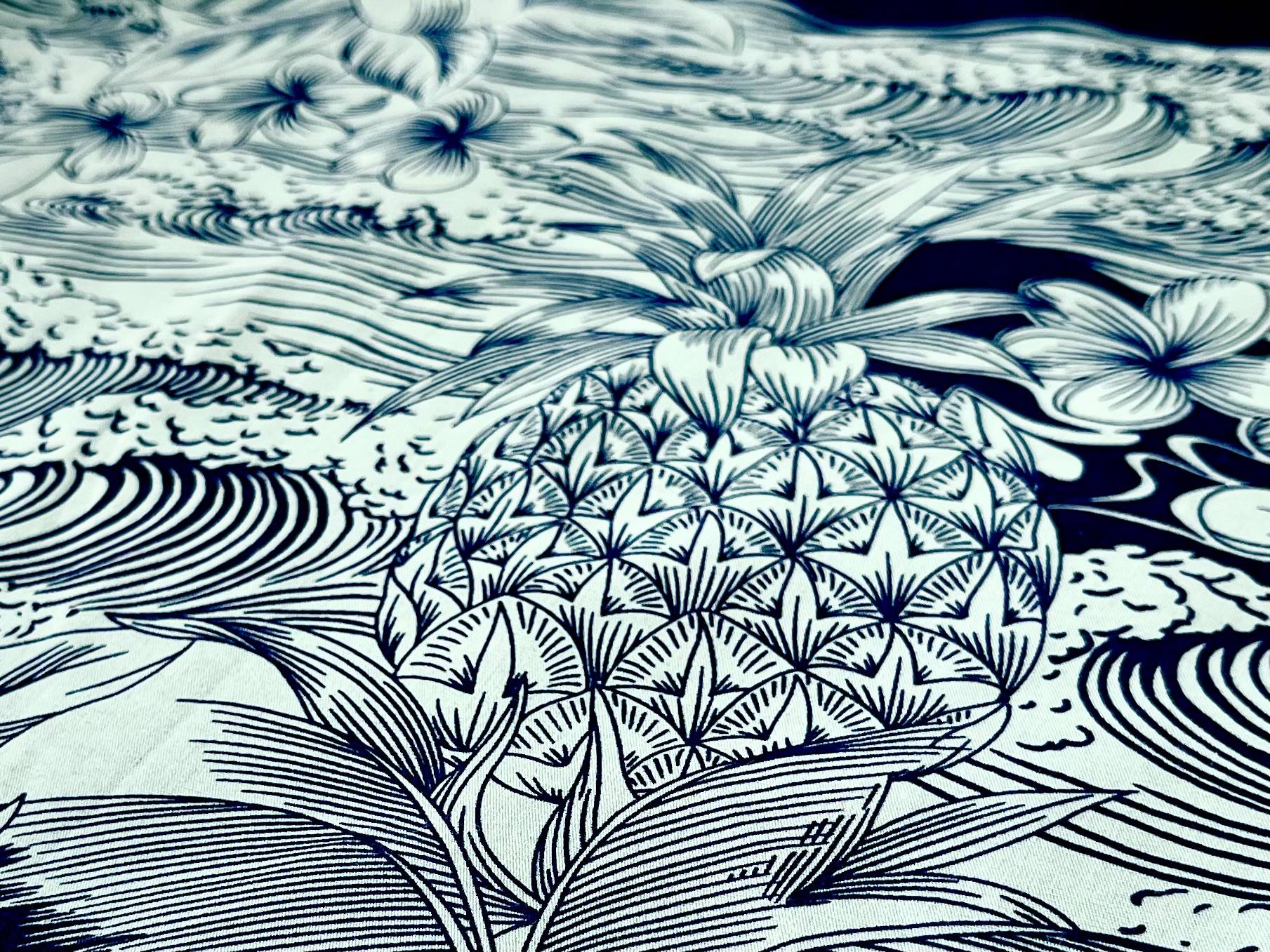Made in Japan 100% Cotton Floral Print in Navy and Sage