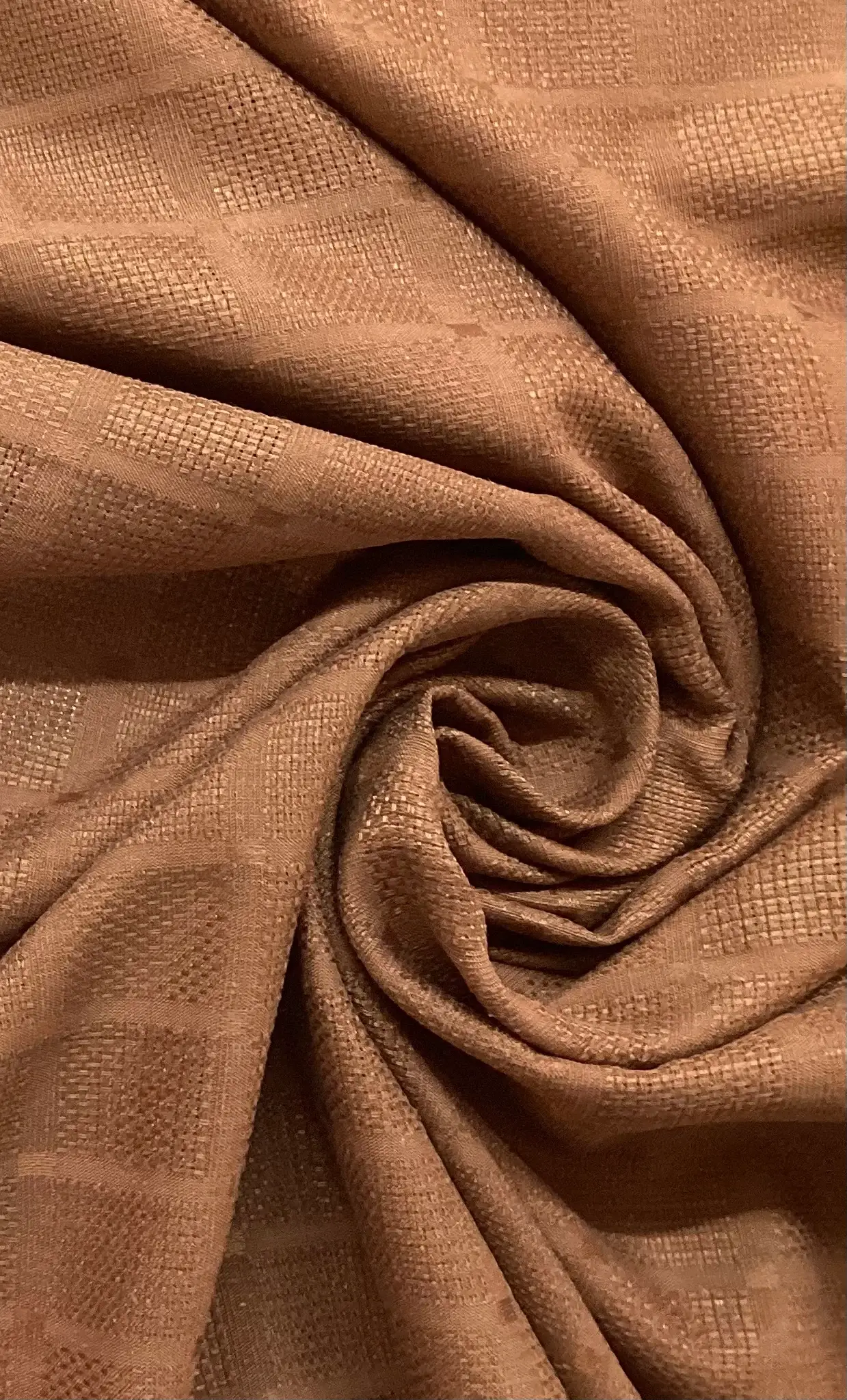 Made in Italy Pure Silk Mini Check Pattern Jacquard in Chocolate
