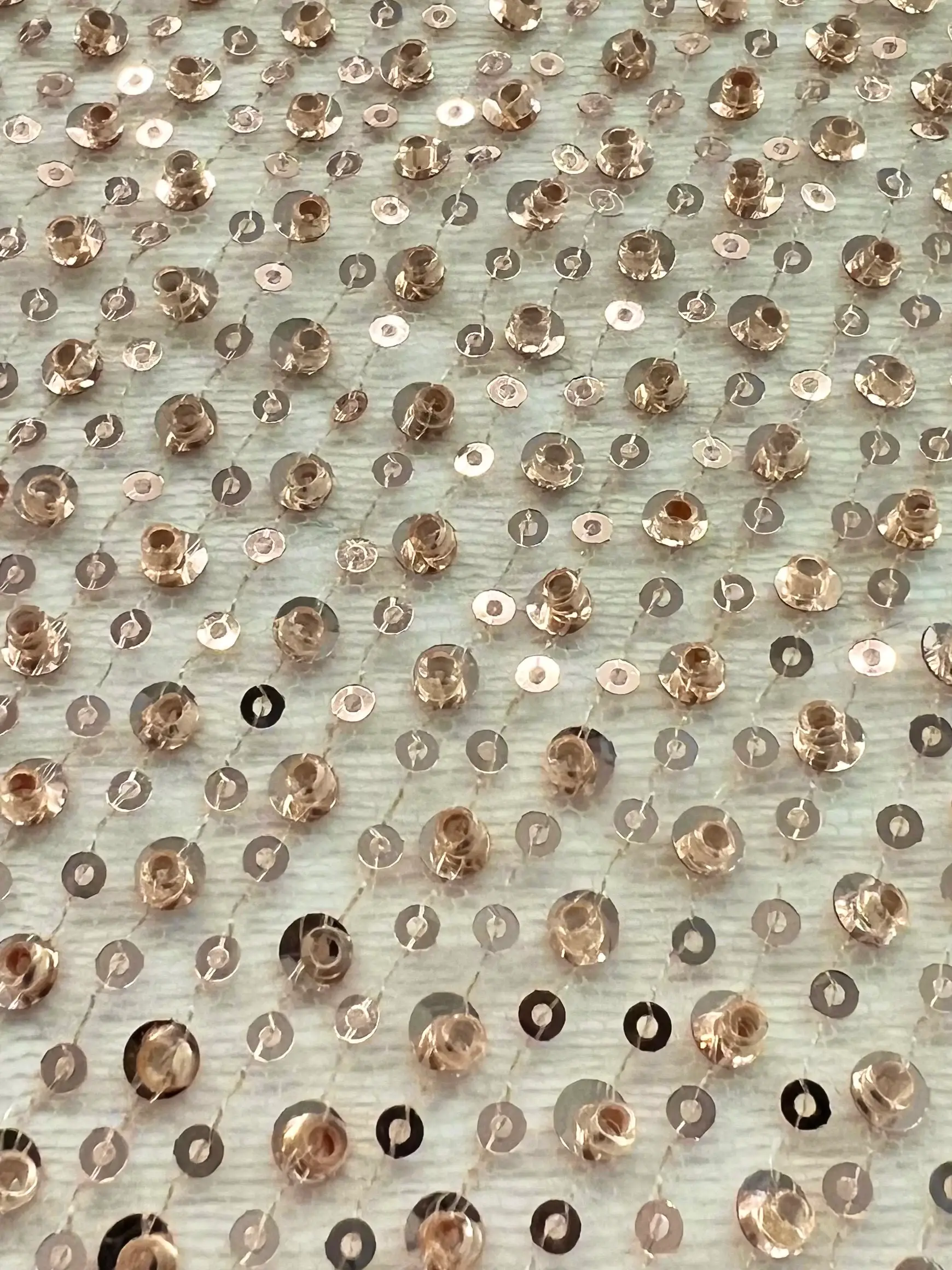 Sequin/Crystal Twill on Tulle in Rose Gold