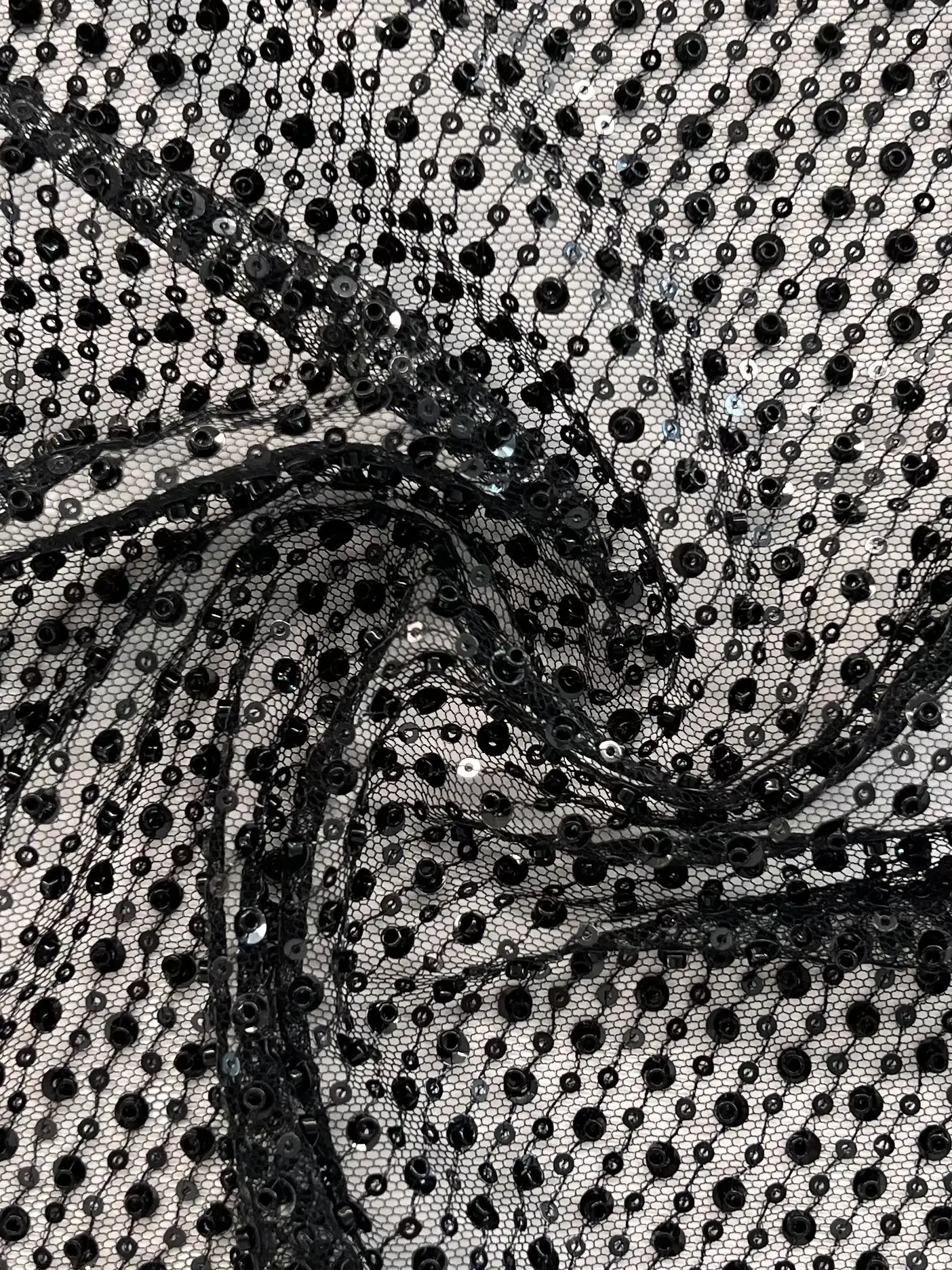 Sequin/Crystal Twill on Tulle Black/Black