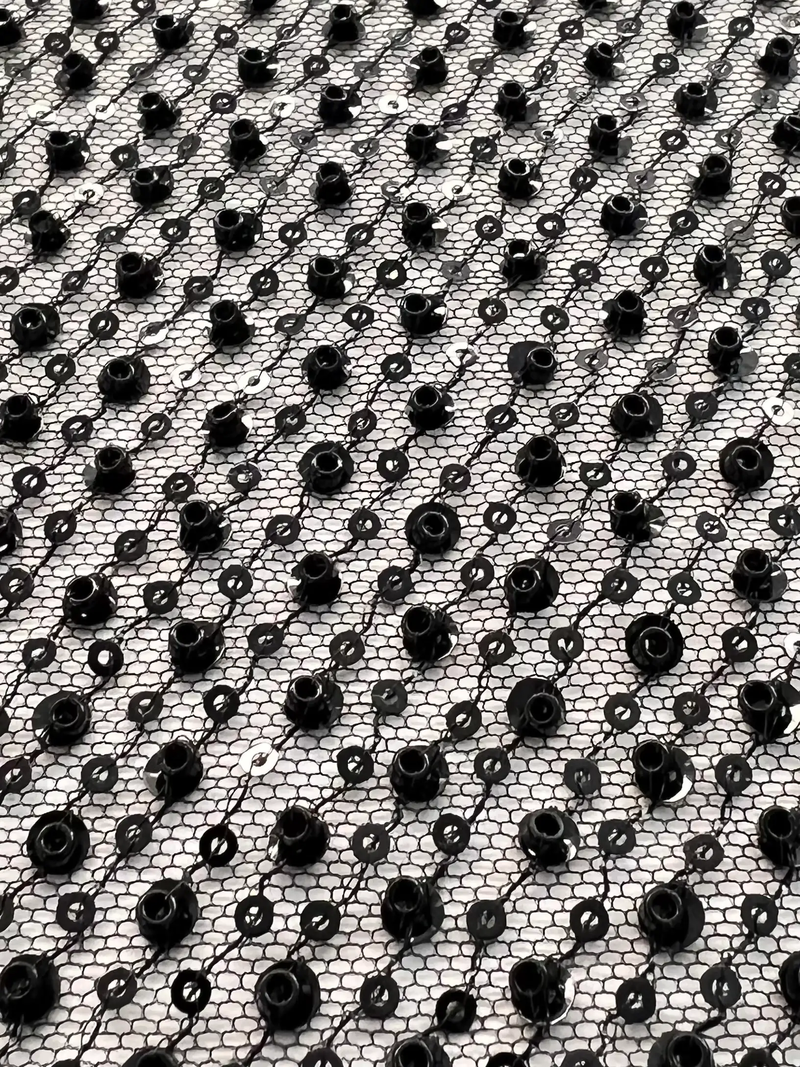 Sequin/Crystal Twill on Tulle Black/Black