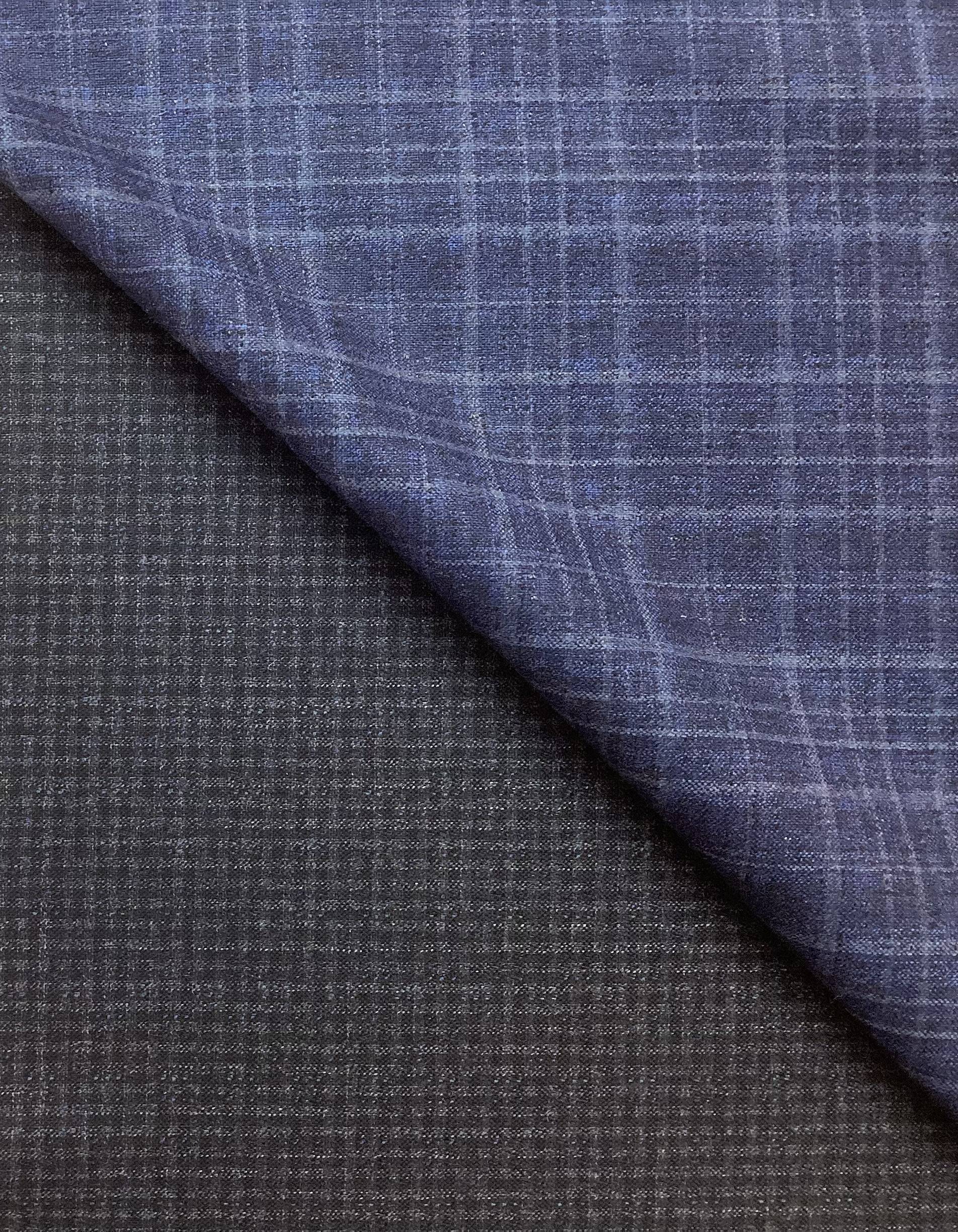 Made in Italy Vitale Barberis Double Faced 85% Wool 10% Silk 5% Linen Check