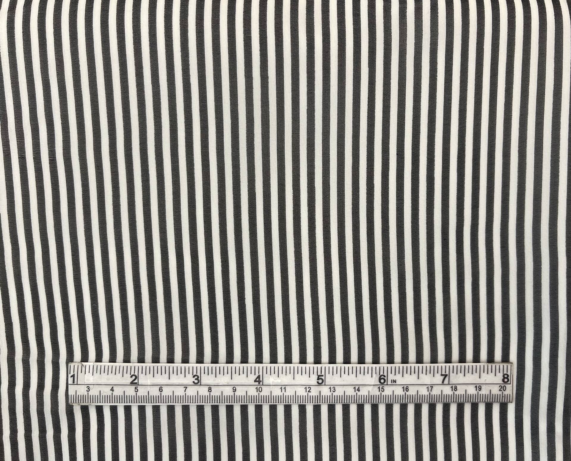 100% Silk Chiffon 1/4" Stripes in Black and White Fabric in Warehouse