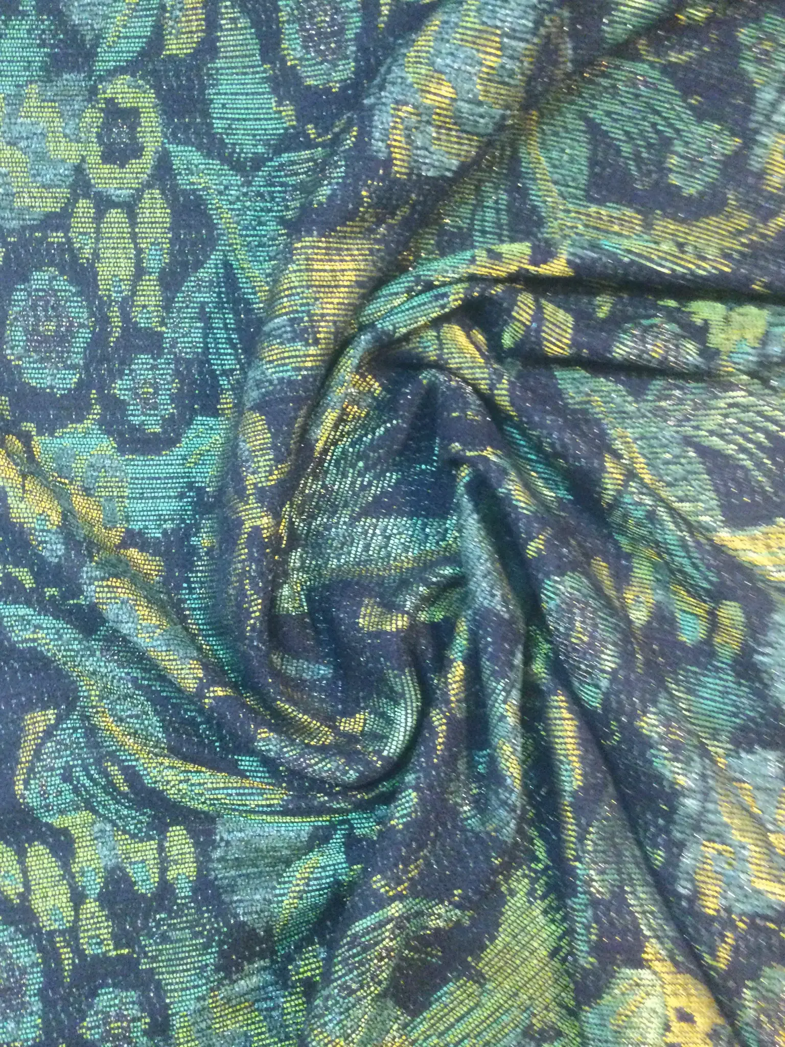 Wool Blend Lurex Tweed in Greens