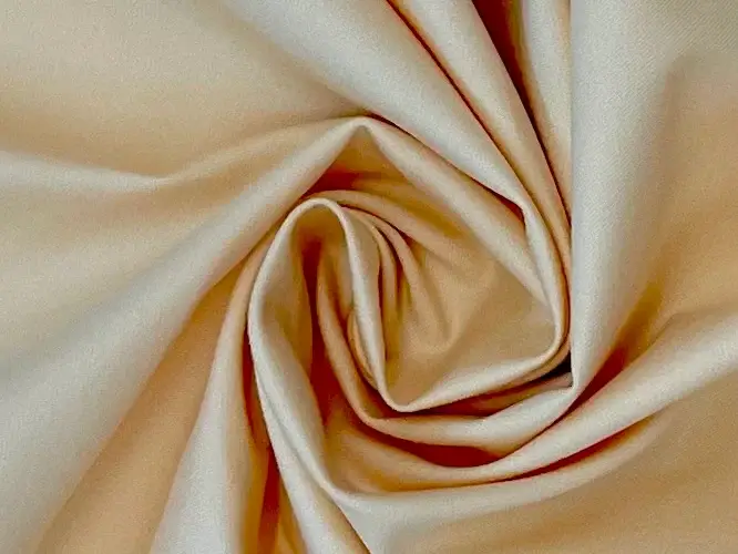 Made in Switzerland Cotton Lycra Bi-Stretch Twill in Pale Peach