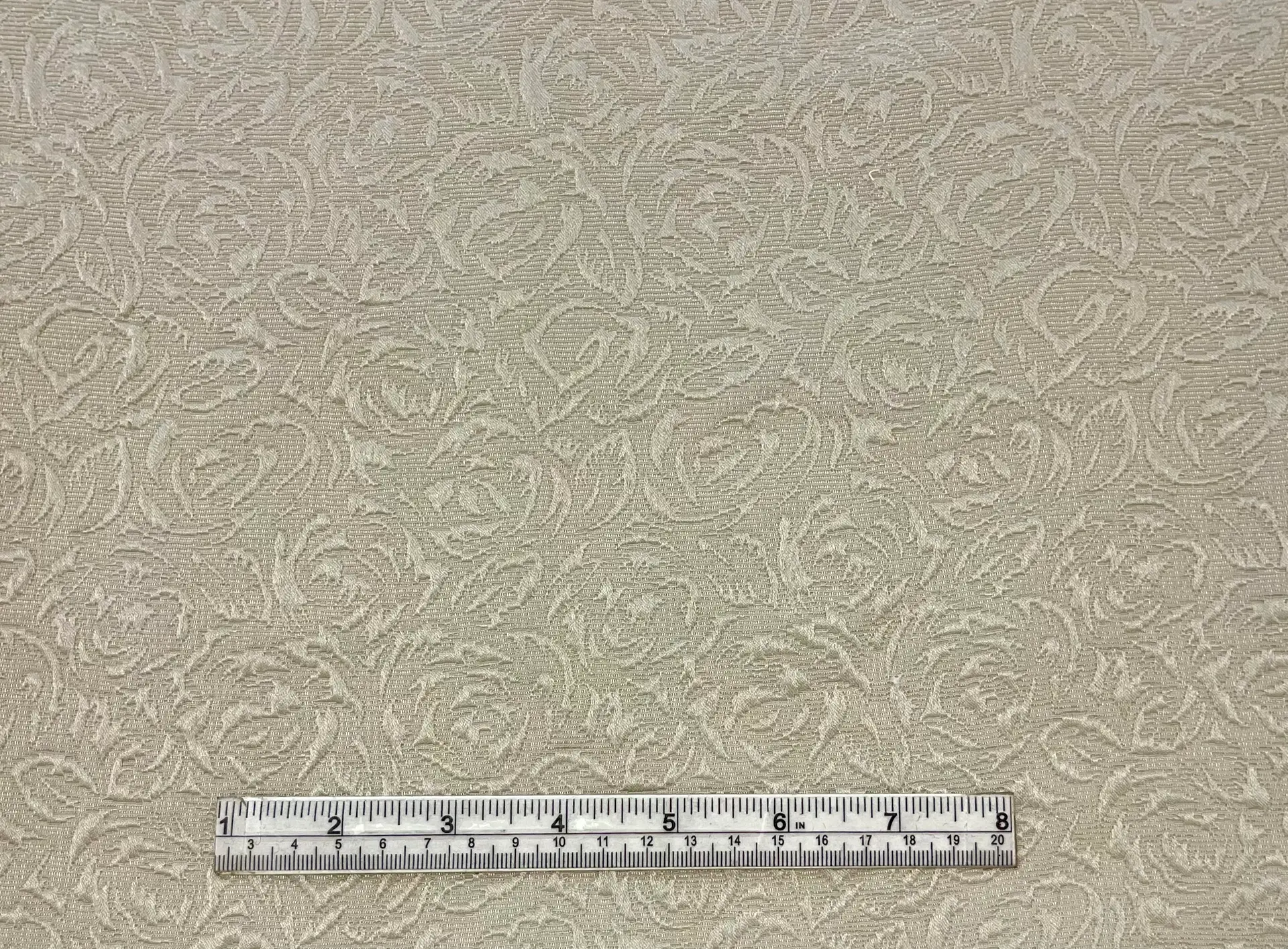 Silk and Wool Brocade in Sand Fabric in Warehouse