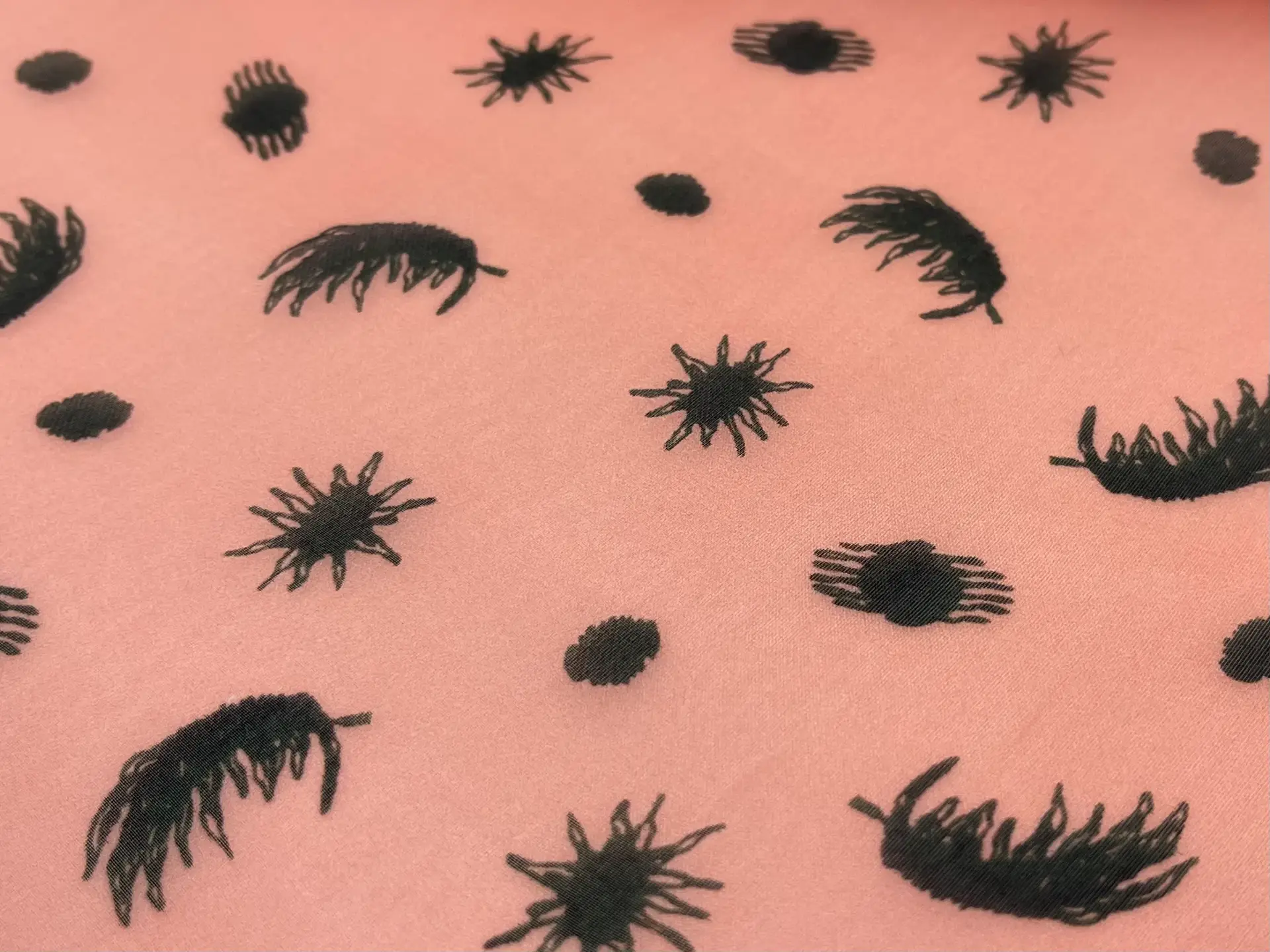 100% Silk Satin Organza Print Fabric in Warehouse