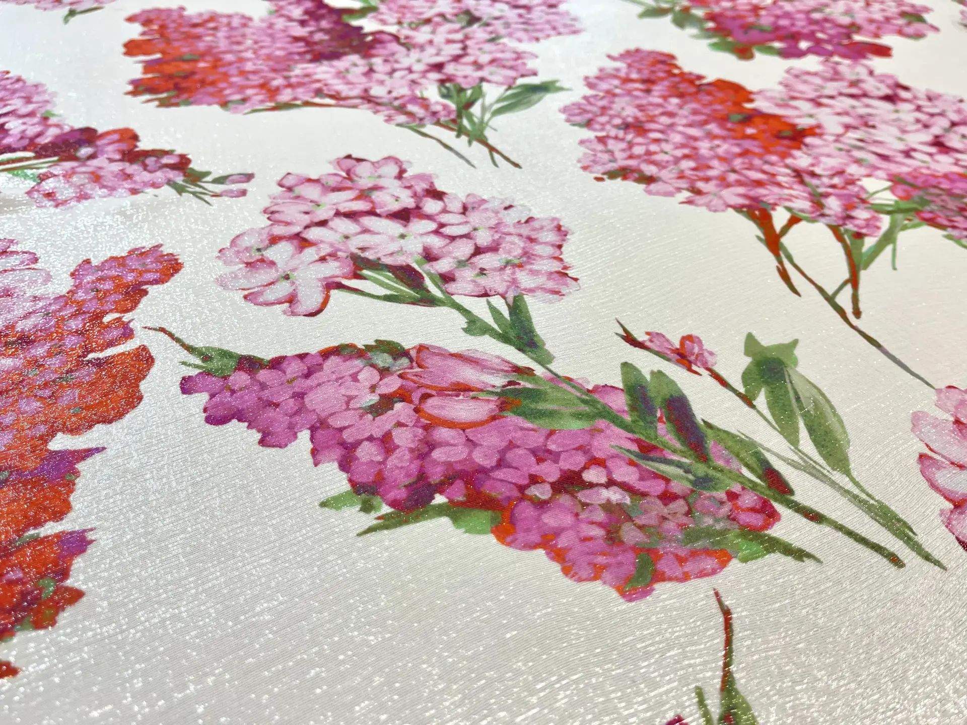 Made in Italy Floral Printed Silk Chiffon Lame