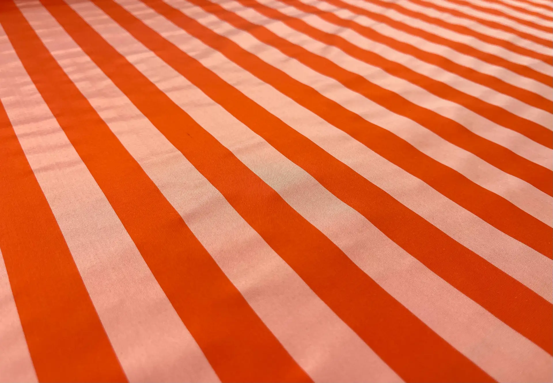 100% Silk Doupioni Stripes 1" in Peach and Orange