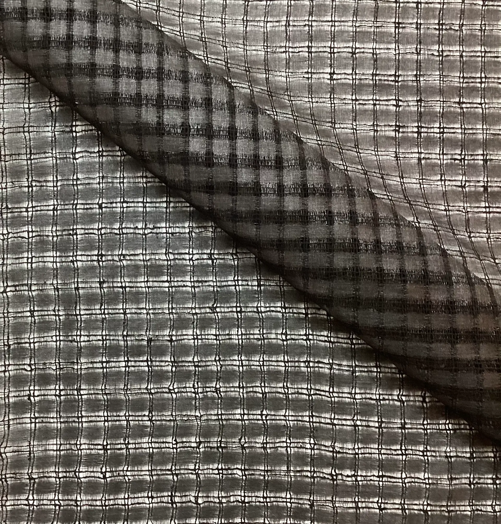 100% Silk Novelty Checkerboard Pattern In Black