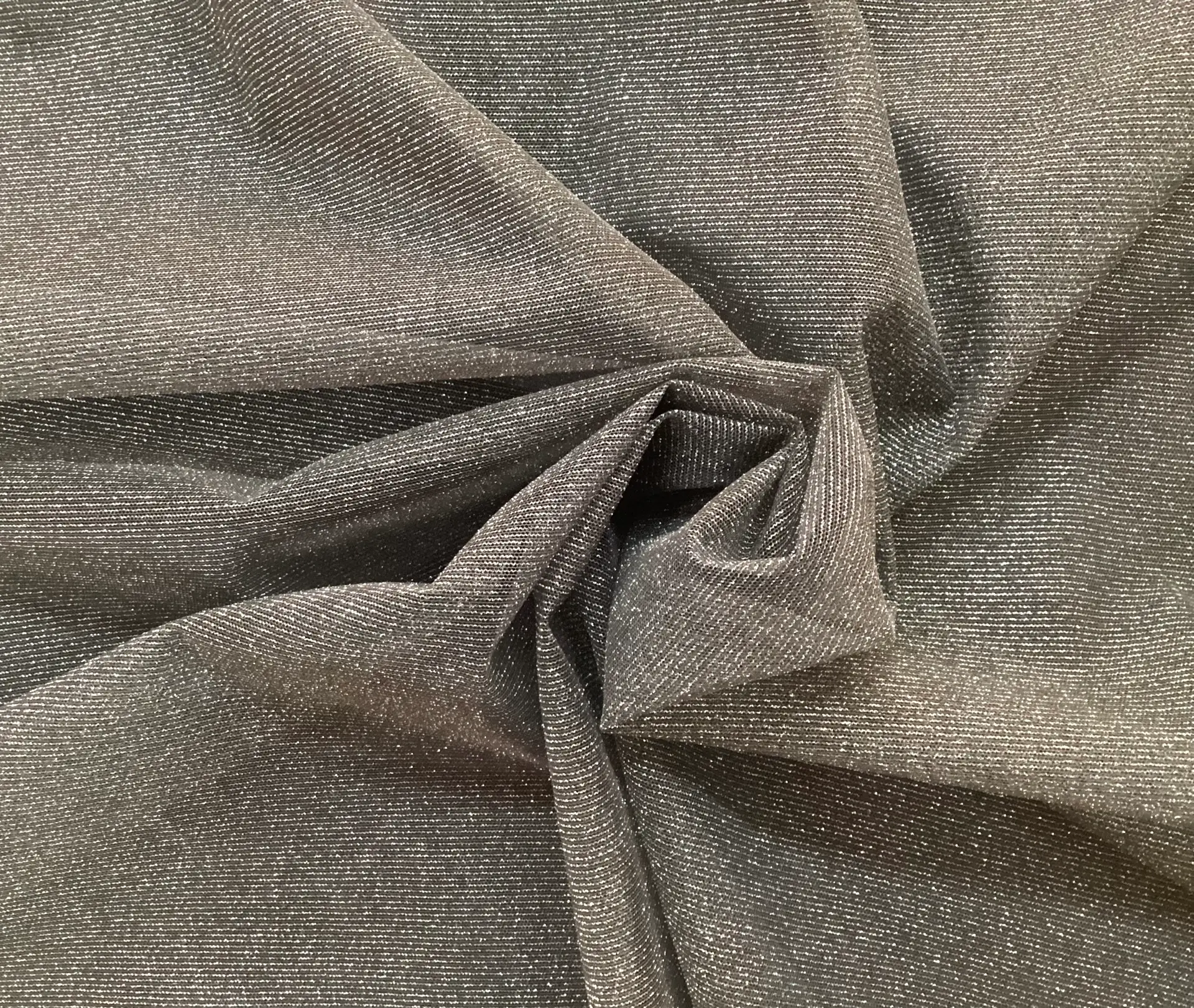 Made In Italy Metallic Nylon Tulle In Black Sliver