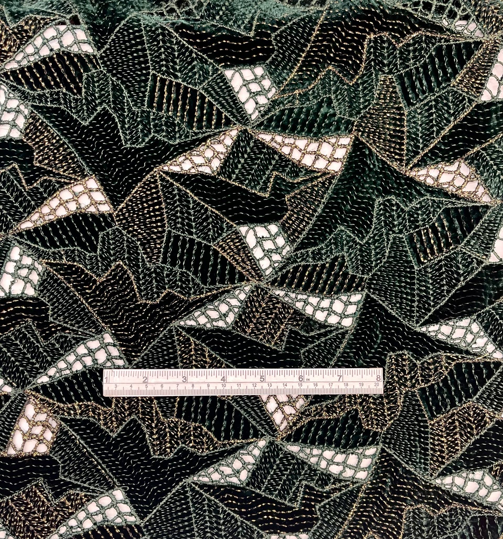 Metallic Cut-Velvet Fabric in Warehouse