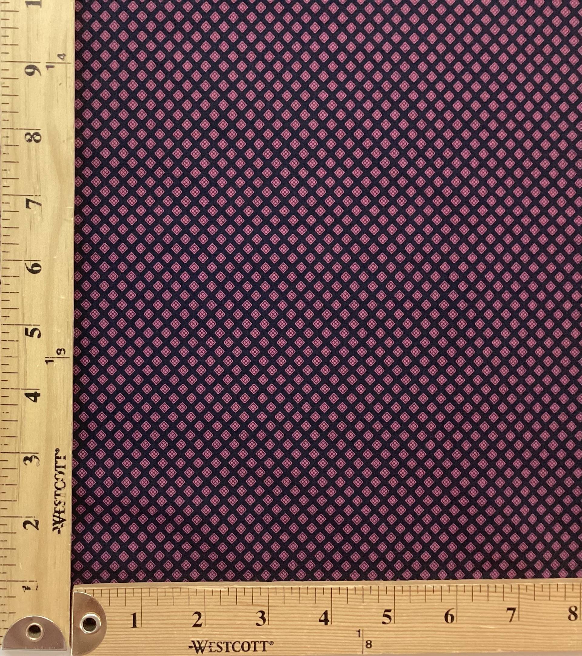 DNP IMPORTED COTTON SHIRTING Geometric PRINT In Fuchsia On Navy