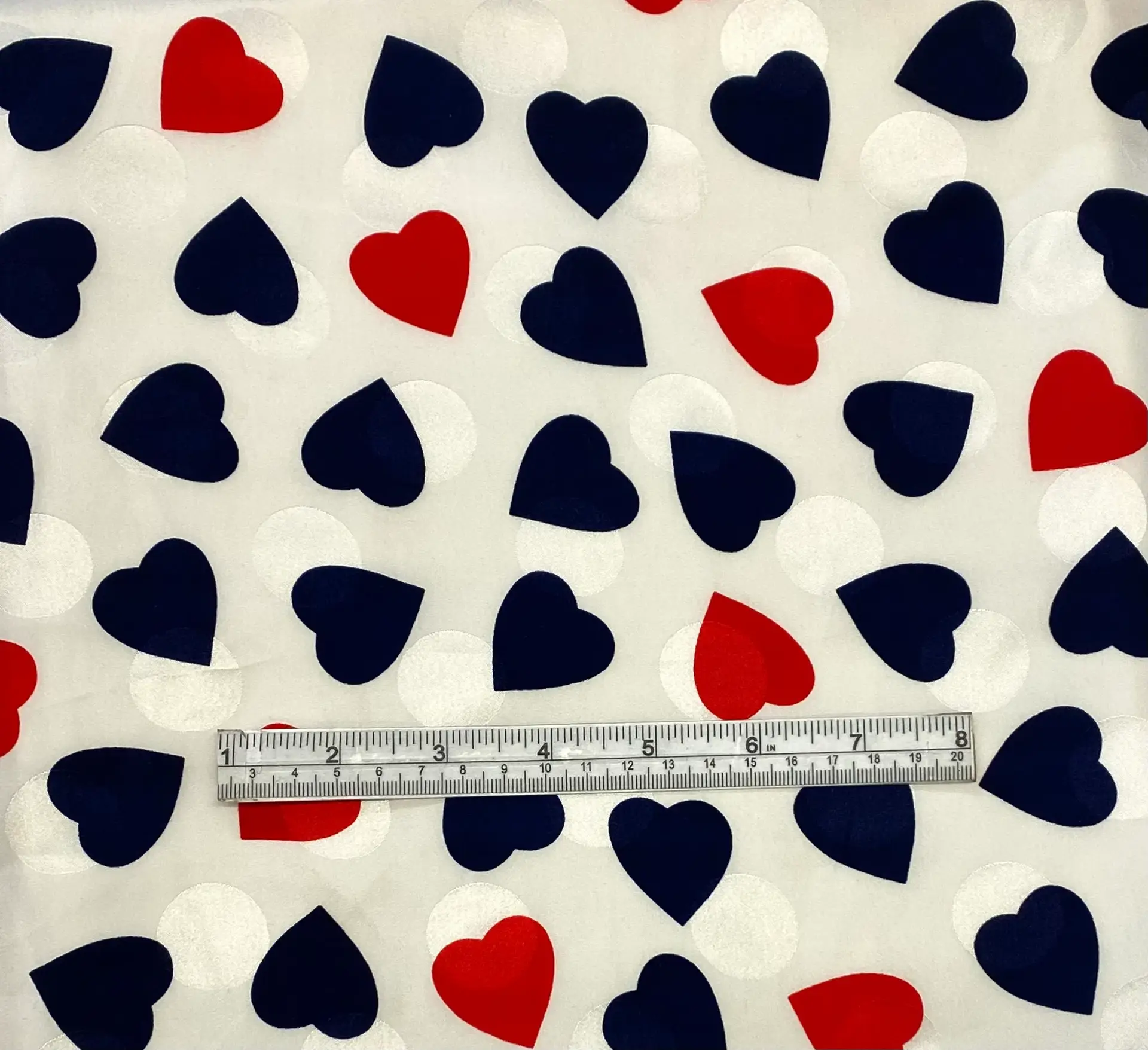 100% Silk Sweet Heart Print Fabric in Warehouse