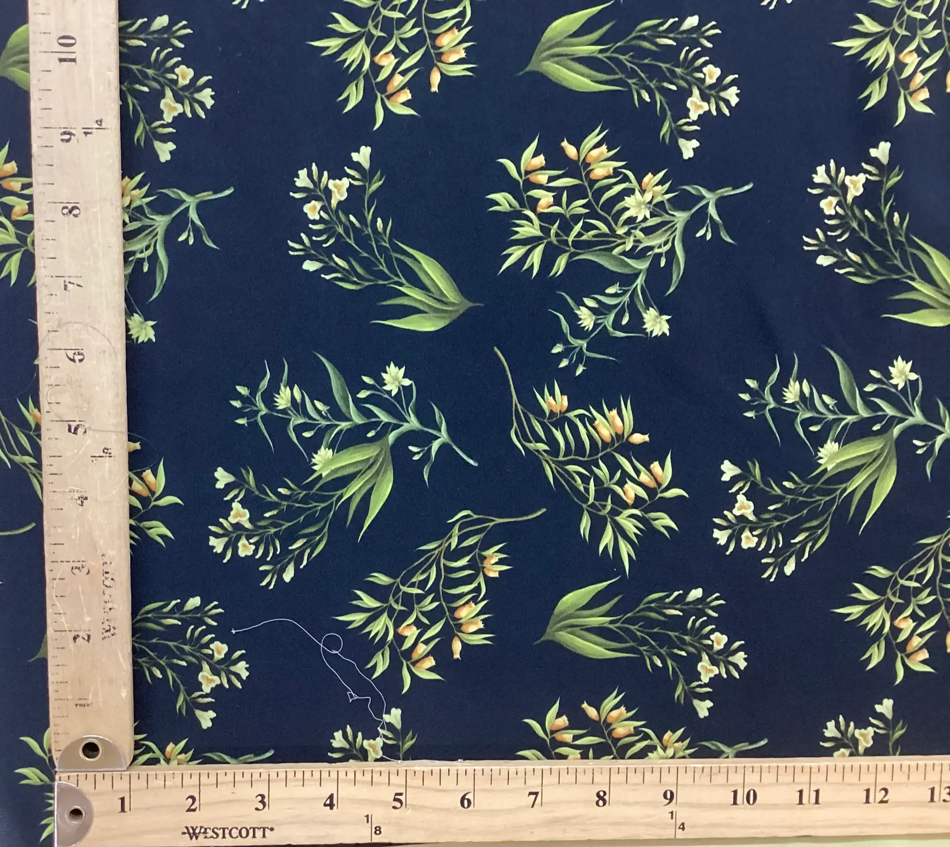 Made In Italy 100% Silk Crepe De Chine Floral Printed In Green/Yellow on Black Ground 