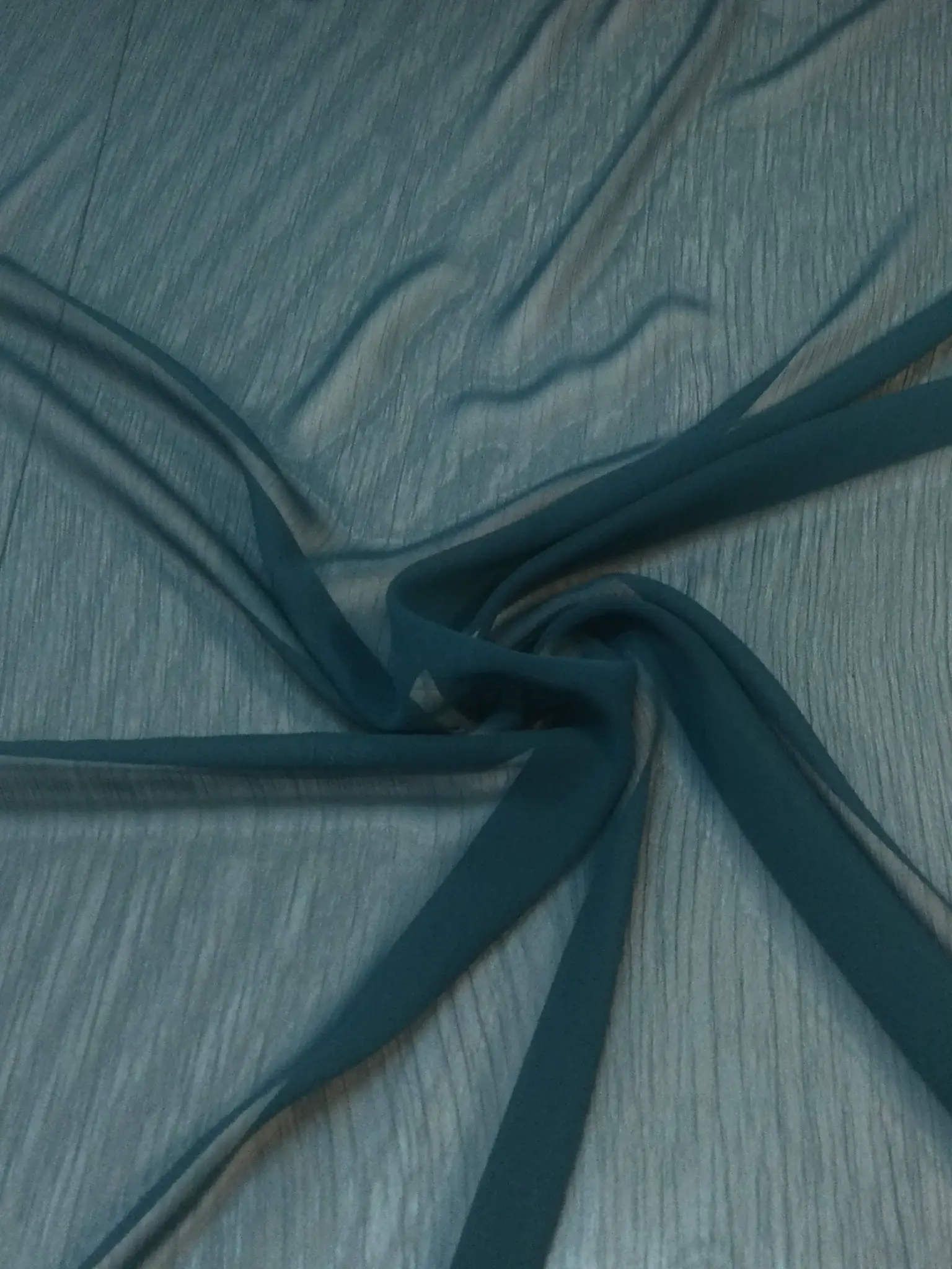 100% Polyester Crinkle Chiffon in Teal