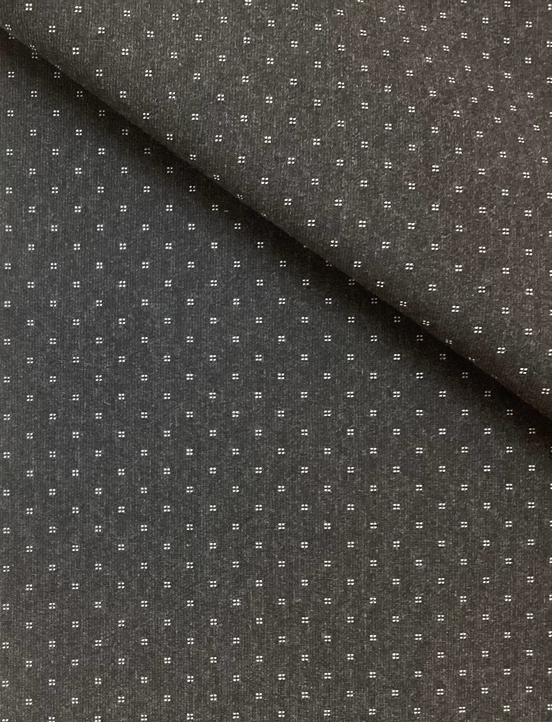 Ponte Knit With Lycra Dobby Pattern In Charcoal & White 