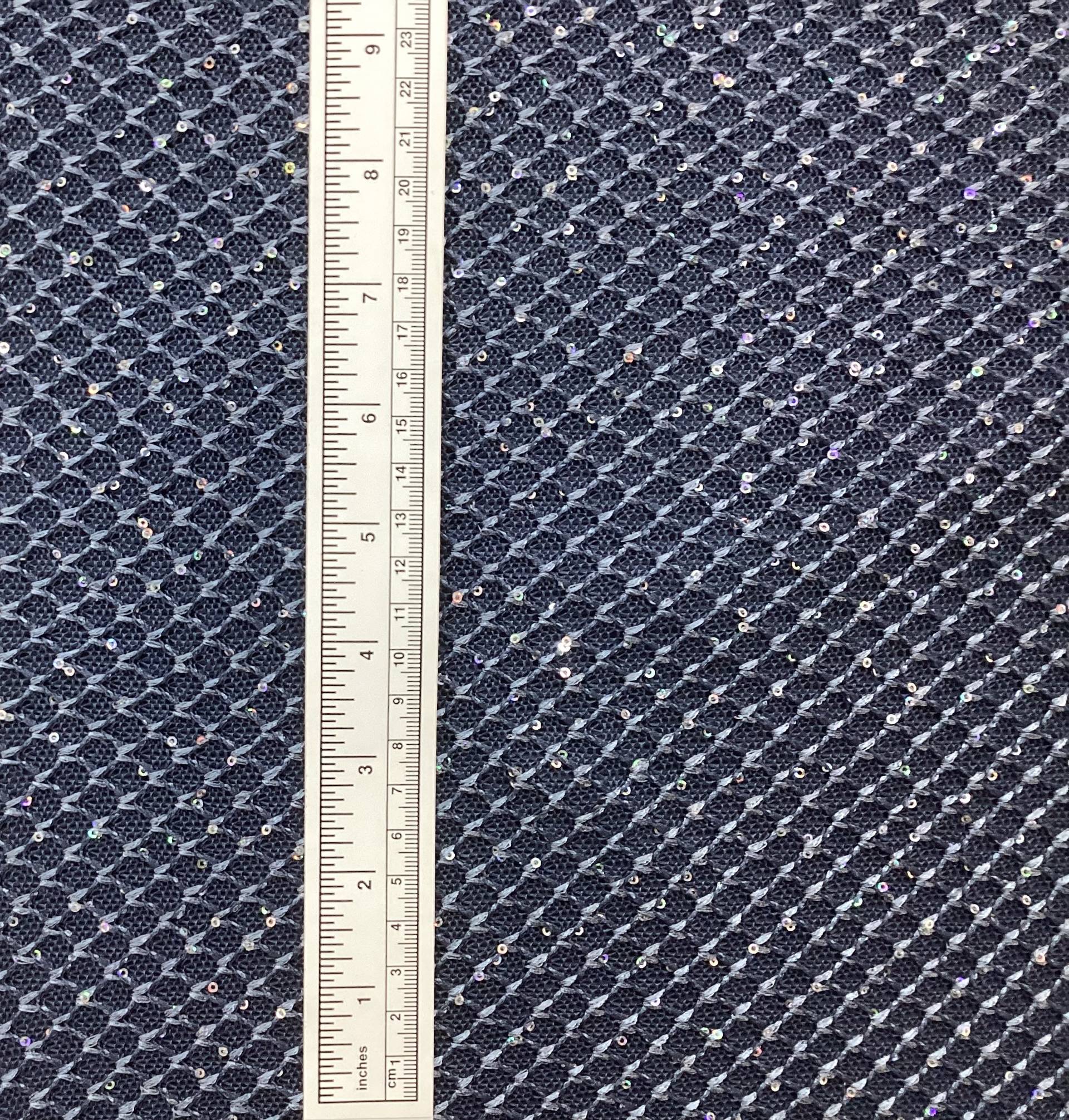 Hologram Mini Sequins On Stretch Mesh In French Blue